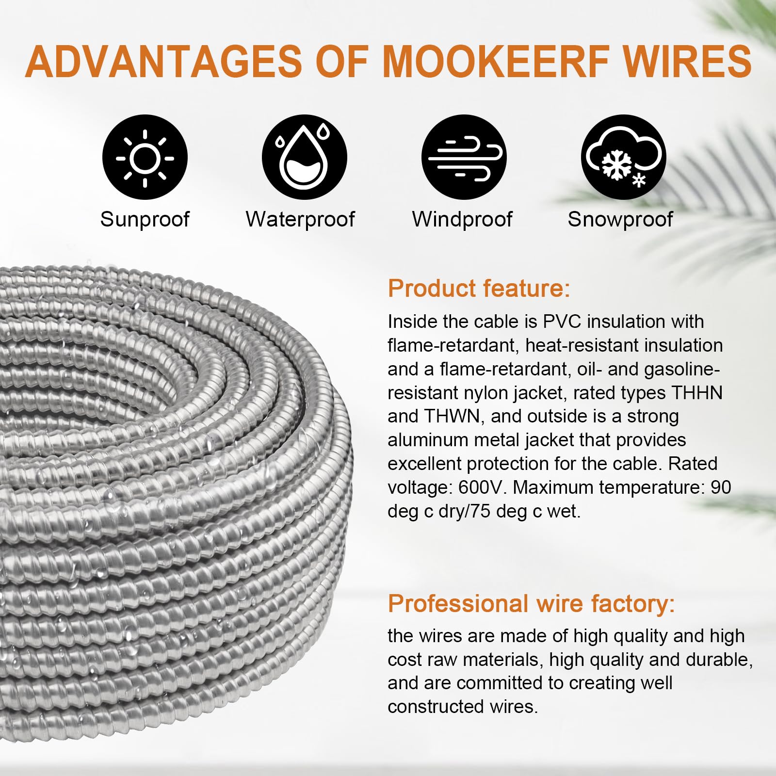 Foto 4 pulgar | Cable Mc Mookeerf 14/2 Con Tierra, Cobre Puro De 75 Pies, 14 Awg/2 - Venta Internacional.