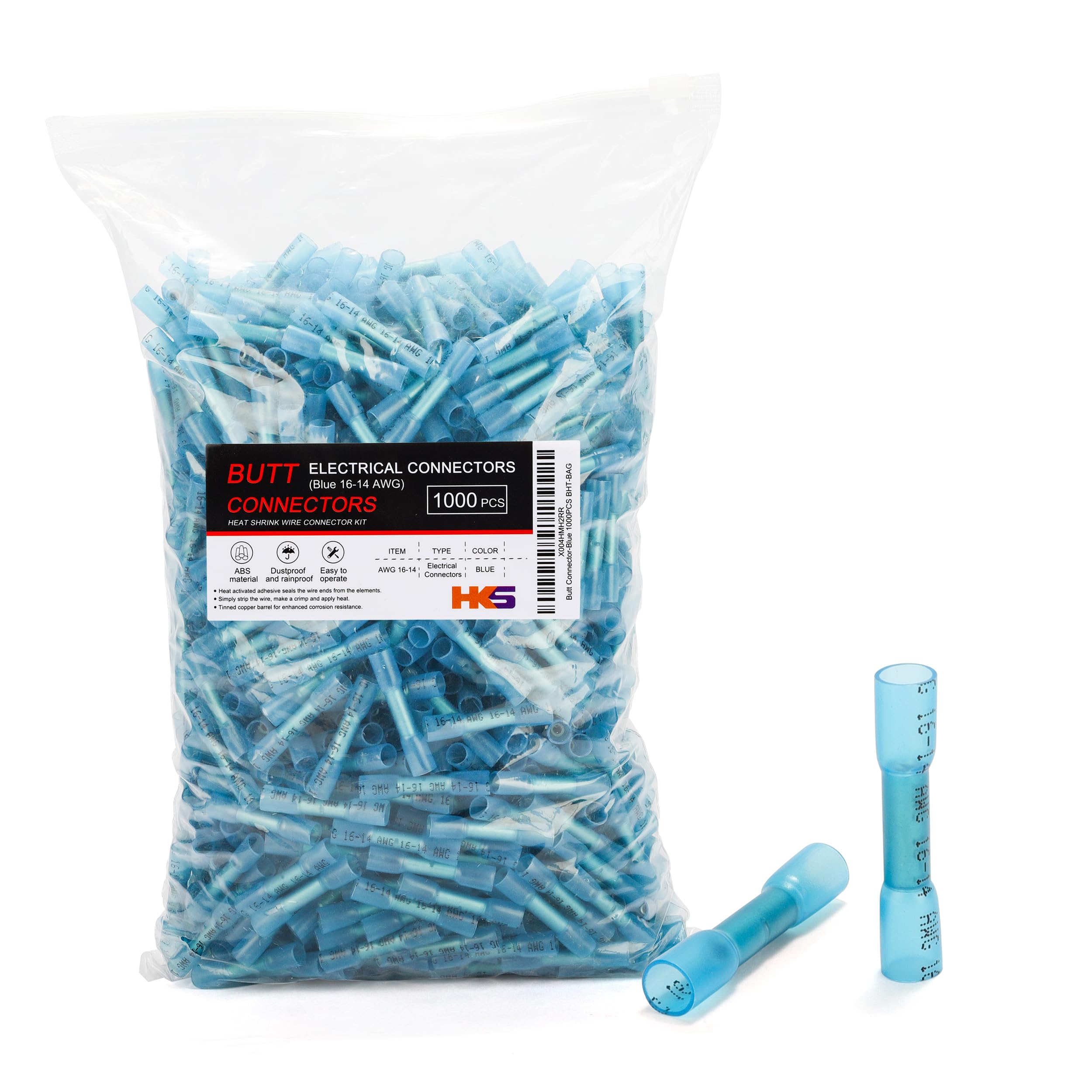 Foto 1 | Conector A Tope Termorretráctil Hks 1000 Piezas Azul 16-14 Awg - Venta Internacional.