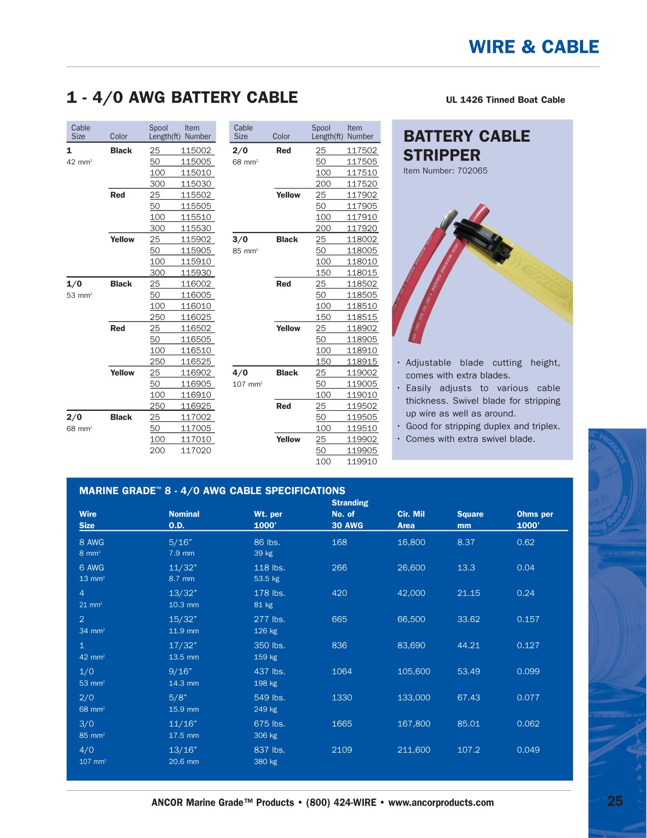 Foto 4 pulgar | Cable De Batería Ancor 114905 De Cobre Estañado, 2 Awg (32 Mm2), 15 M - Venta Internacional.