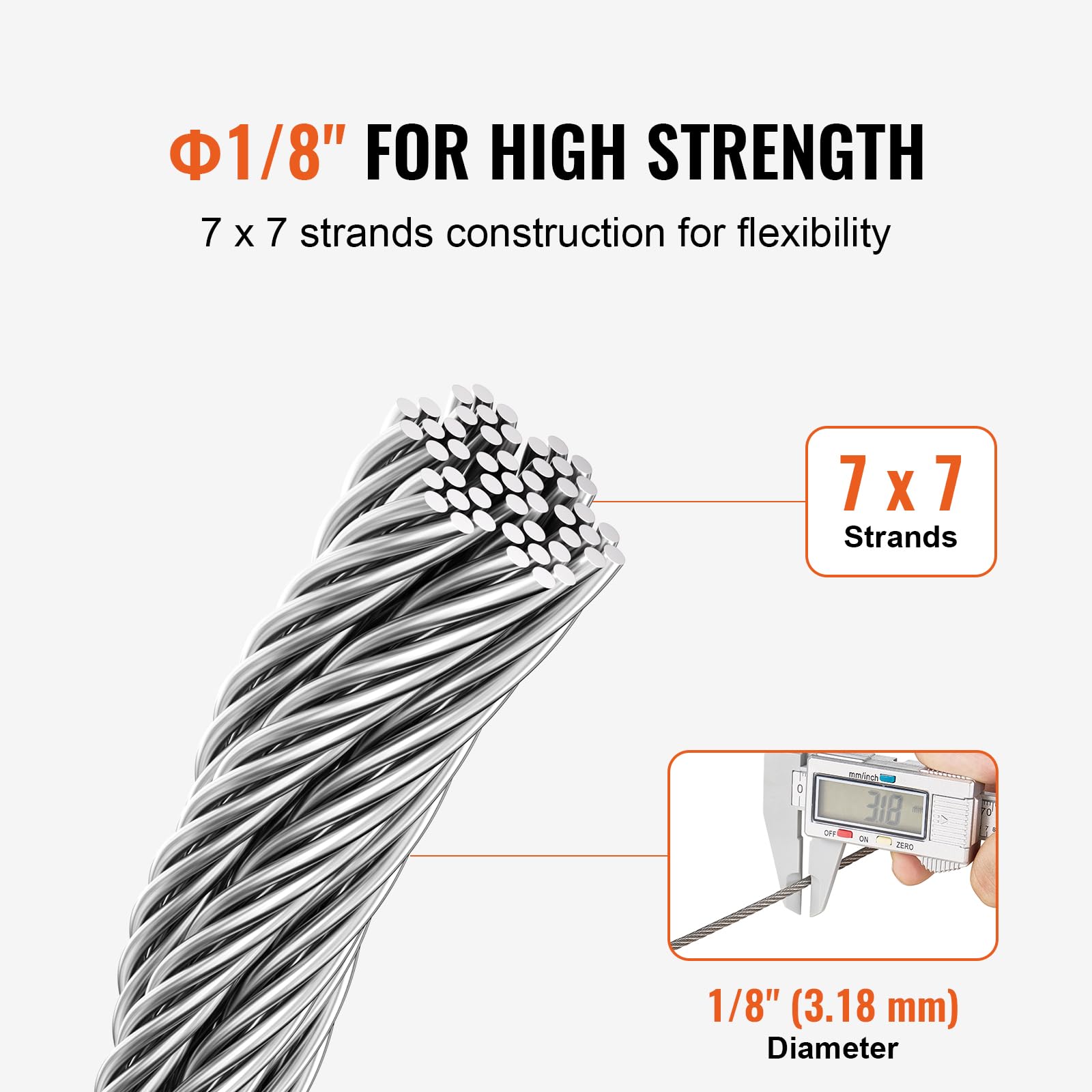 Foto 4 pulgar | Kit De Barandillas Para Cables Vevor 316, Acero Inoxidable, 182,3 M, 1600 Libras - Venta Internacional.