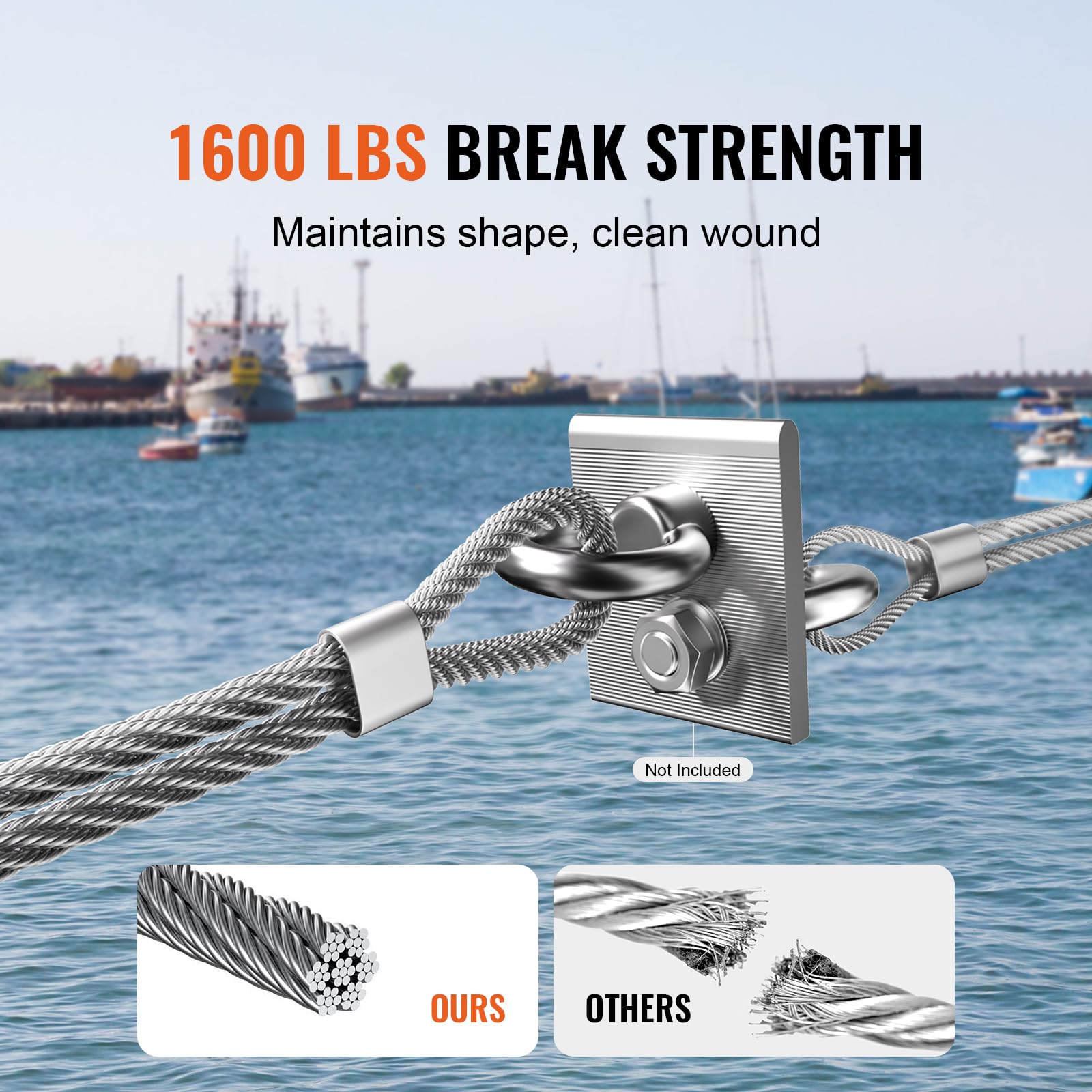 Foto 4 | Kit De Barandillas Para Cables Vevor 316, Acero Inoxidable, 182,3 M, 1600 Libras - Venta Internacional.