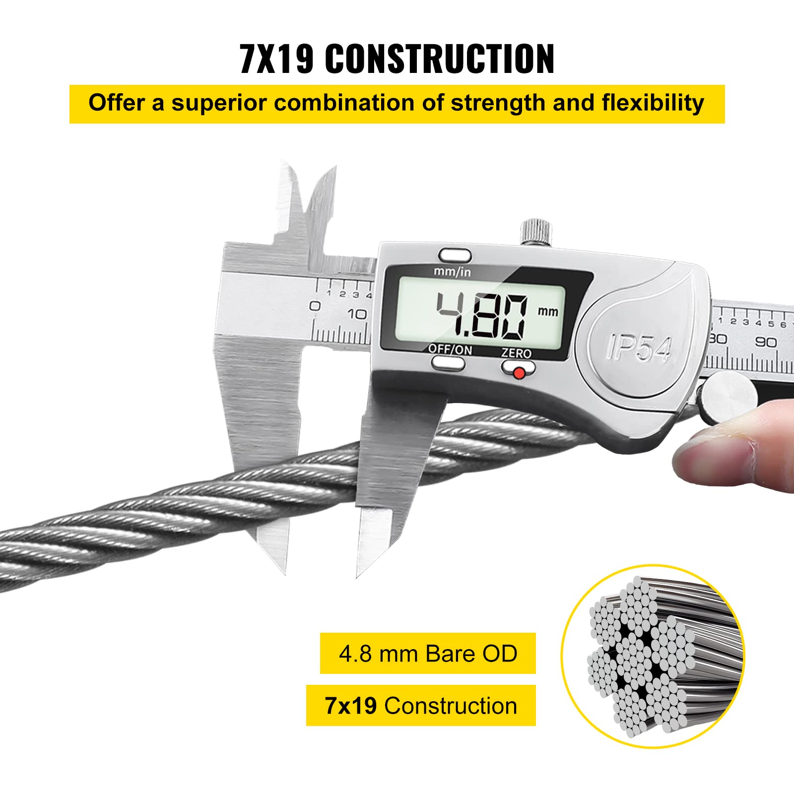 Foto 5 pulgar | Sistema De Barandilla De Cables Vevor T304 De Acero Inoxidable, 250 Pies, 3700 Libras - Venta Internacional.