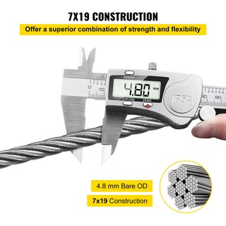 Foto 4 | Sistema De Barandilla De Cables Vevor T304 De Acero Inoxidable, 250 Pies, 3700 Libras - Venta Internacional.