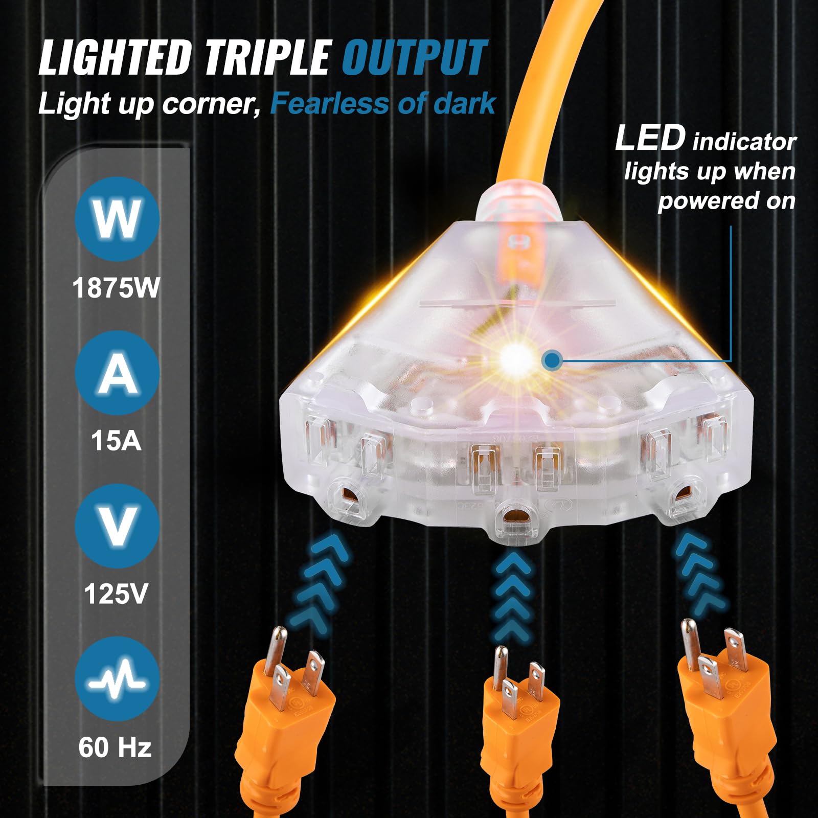 Foto 5 pulgar | Carrete De Cable De Extensión Retráctil Vevor De 45 Pies Con Triple Toma - Venta Internacional.