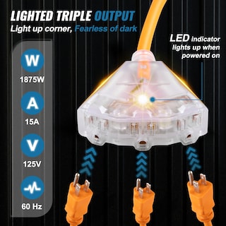 Foto 4 | Carrete De Cable De Extensión Retráctil Vevor De 45 Pies Con Triple Toma - Venta Internacional.