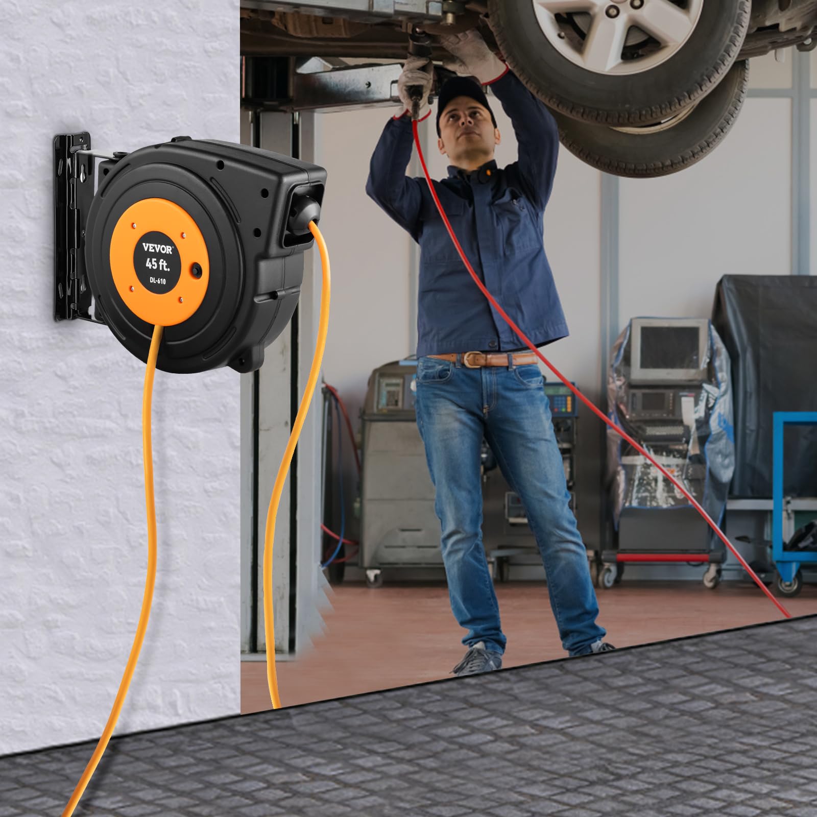 Foto 7 | Carrete De Cable De Extensión Retráctil Vevor De 45 Pies Con Triple Toma - Venta Internacional.