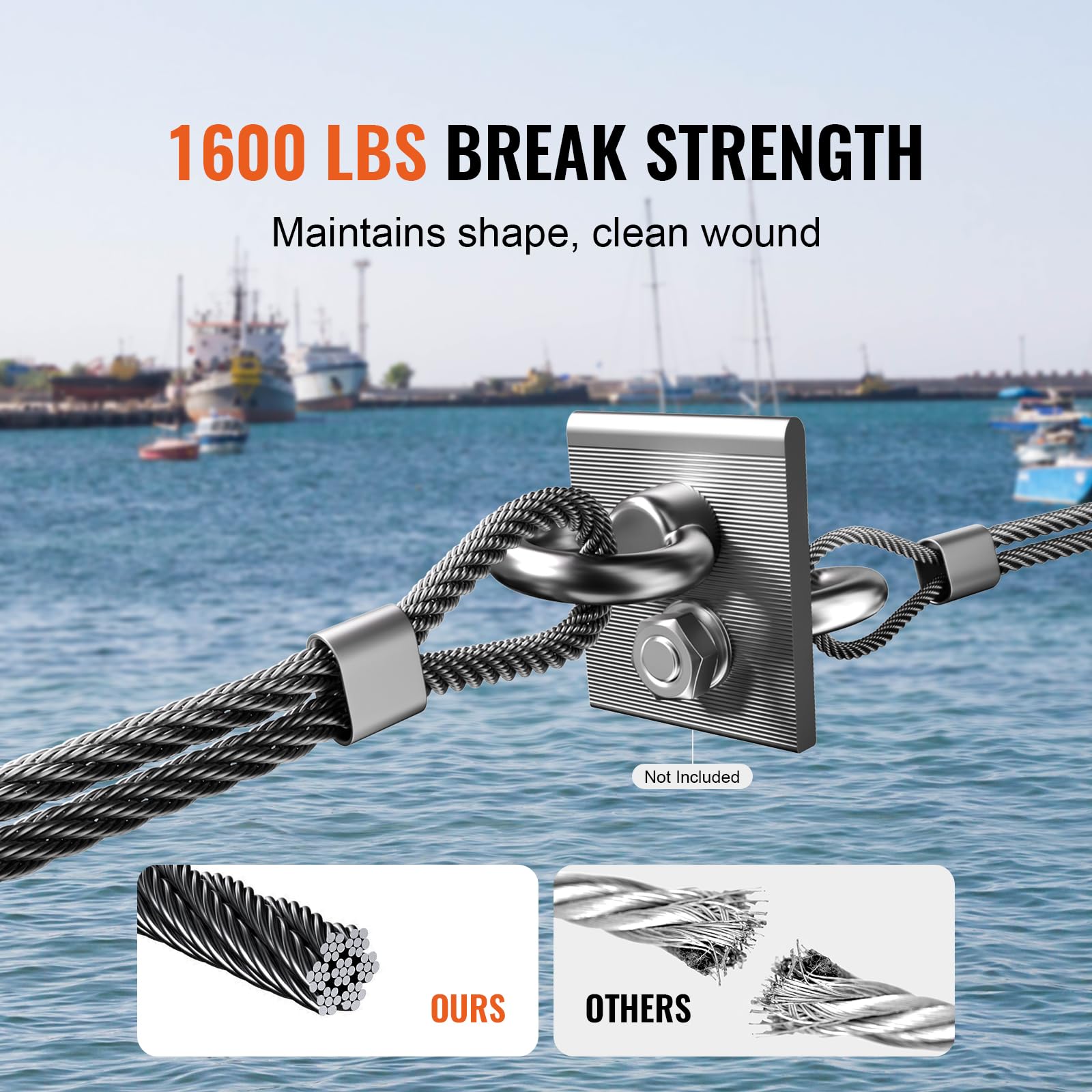 Foto 4 | Kit De Barandillas Para Cables Vevor 316 De Acero Inoxidable, 500 M, 1/8 - Venta Internacional.