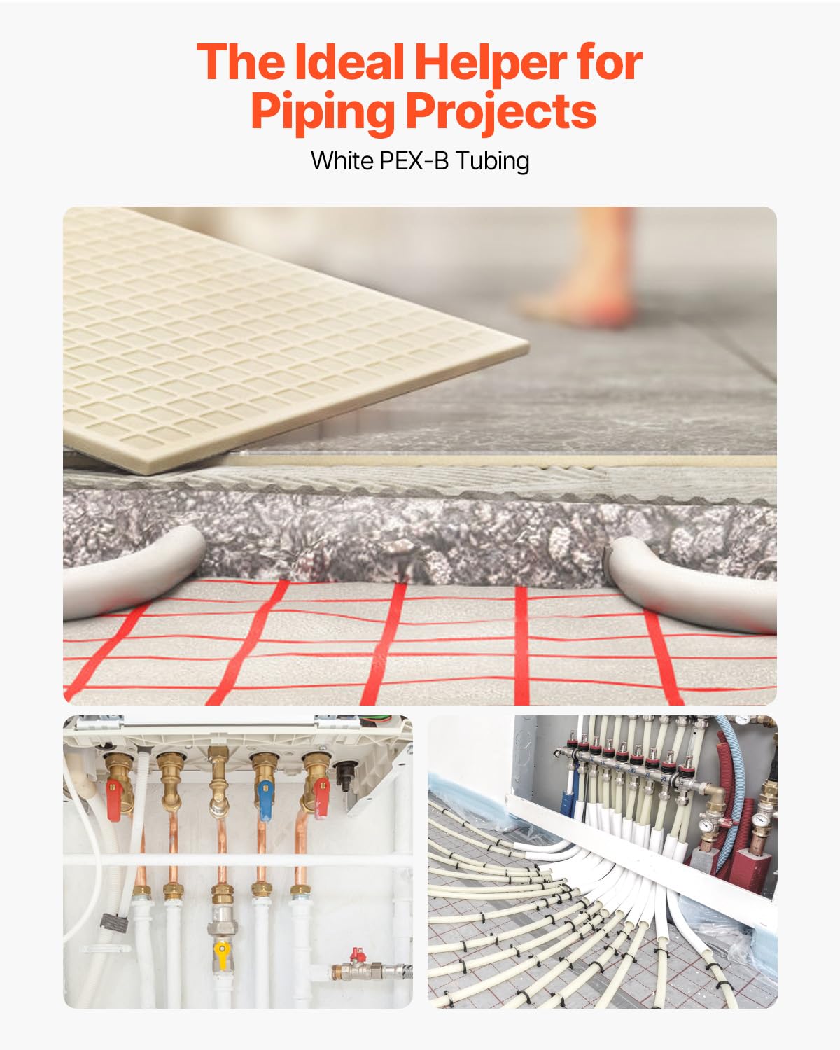 Foto 2 | Tubo Pex Pipe Vevor De 1 Pulgada X 500 Pies, Sin Barrera De Oxígeno, Blanco En Forma De B - Venta Internacional.