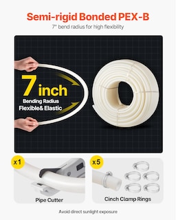 Foto 4 | Tubo Pex Pipe Vevor De 1 Pulgada X 500 Pies, Sin Barrera De Oxígeno, Blanco En Forma De B - Venta Internacional.
