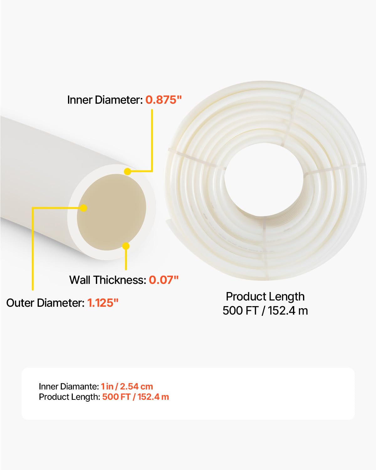 Foto 7 | Tubo Pex Pipe Vevor De 1 Pulgada X 500 Pies, Sin Barrera De Oxígeno, Blanco En Forma De B - Venta Internacional.