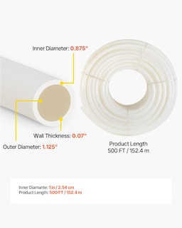 Foto 7 | Tubo Pex Pipe Vevor De 1 Pulgada X 500 Pies, Sin Barrera De Oxígeno, Blanco En Forma De B - Venta Internacional.