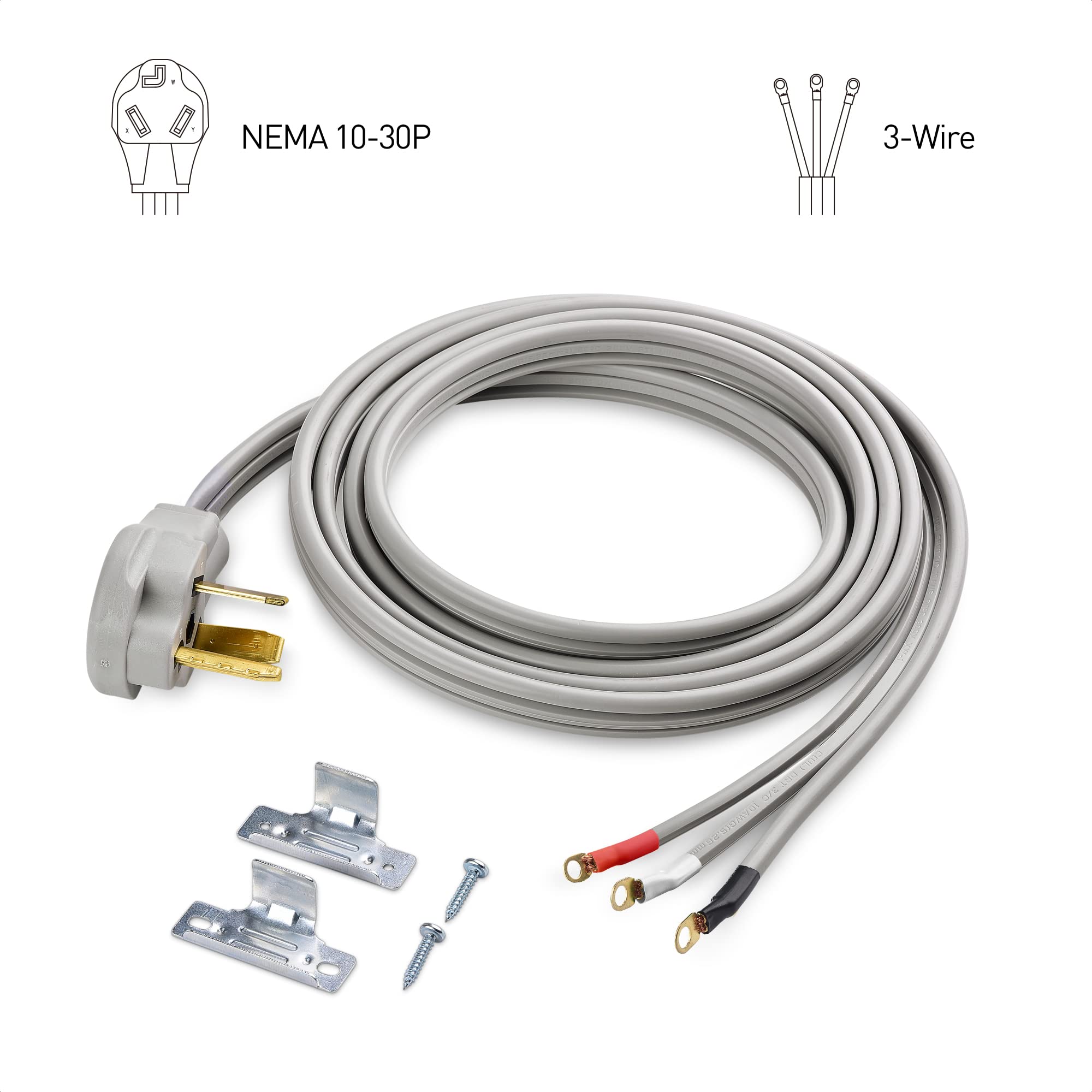 Foto 5 pulgar | Cable Para Secadora Matters, 10 Awg, 3 Clavijas, 30 A, 7500 W, 3 M, Gris - Venta Internacional.