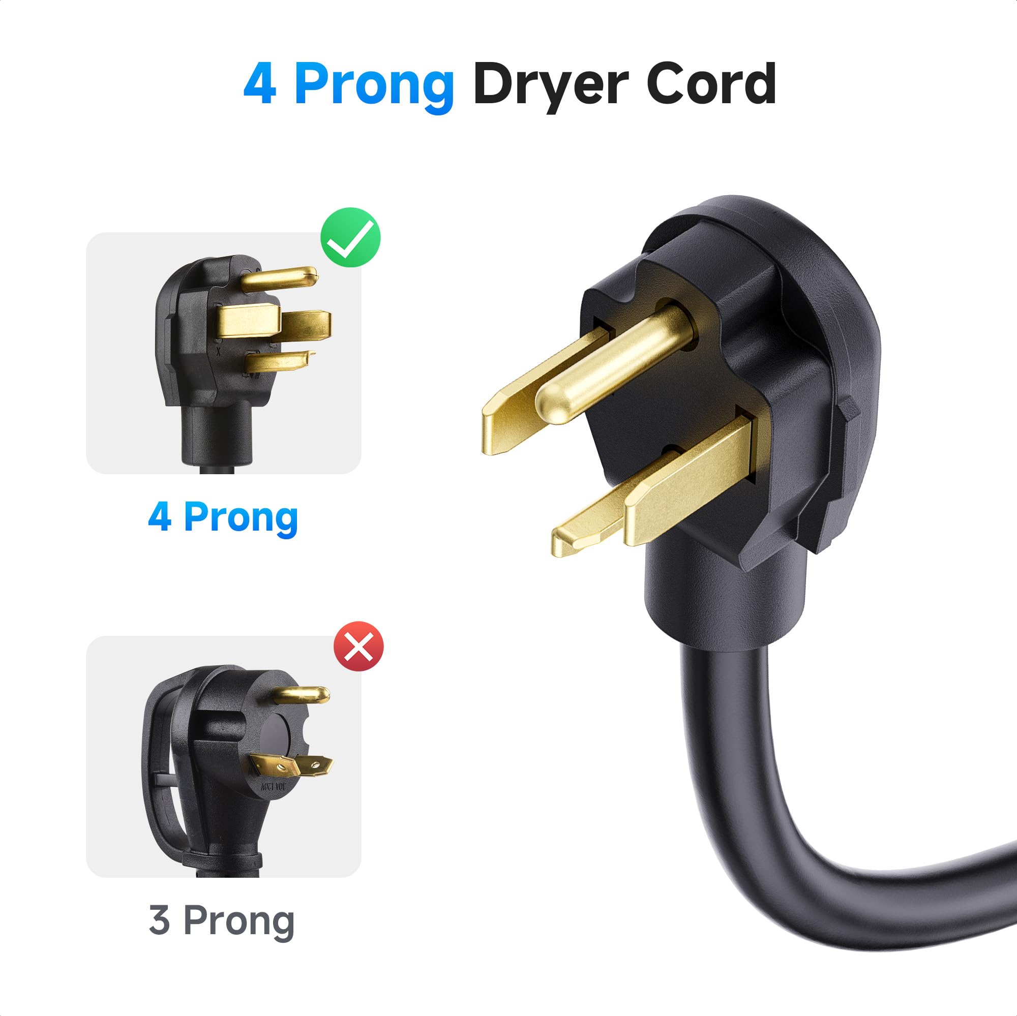 Foto 3 pulgar | Cable Para Secadora Matters, 10 Pies, 30 A/250 V/7500 W, 10 Awg, 4 Clavijas - Venta Internacional.