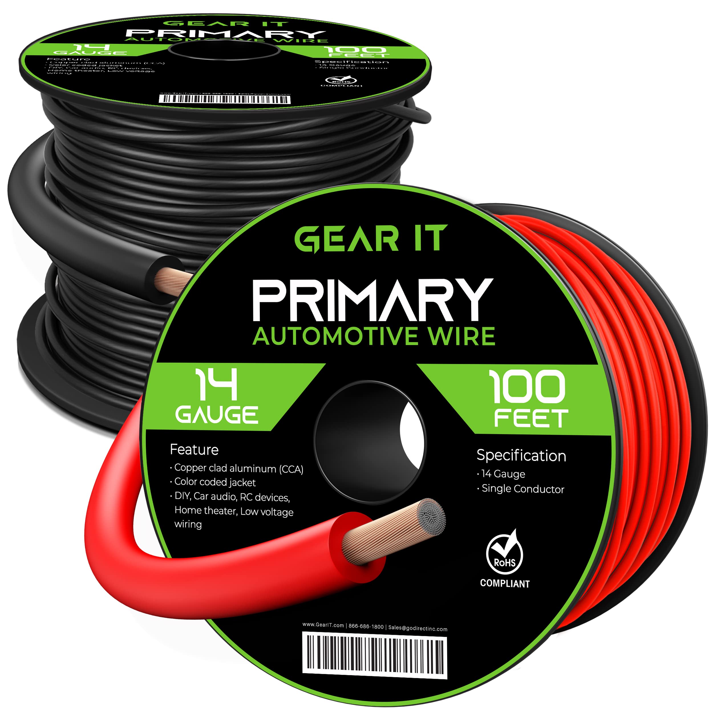 Foto 2 pulgar | Wire Gearit Calibre 14 (30,48 M Cada Uno, Negro/rojo), Cobre Cca - Venta Internacional.
