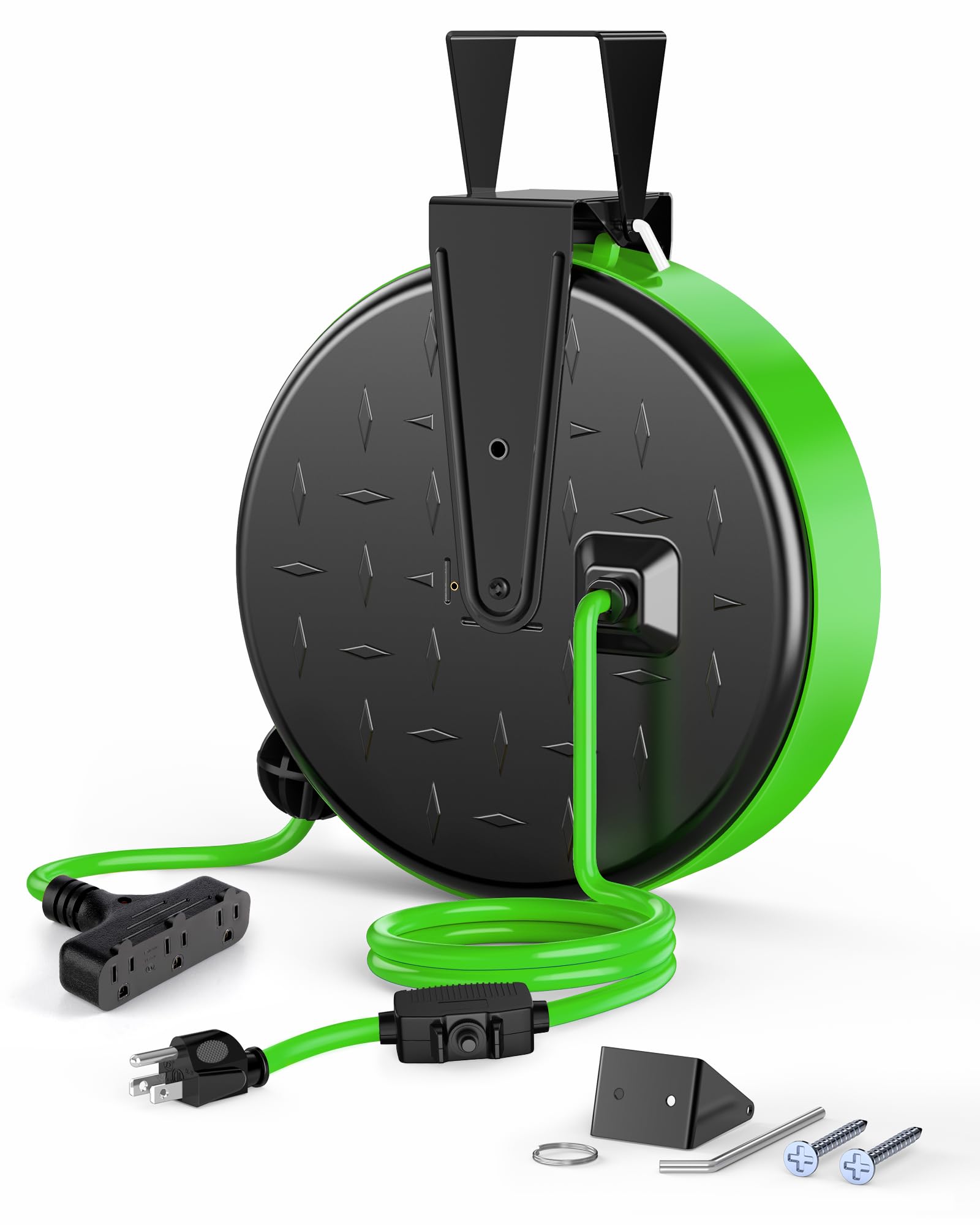 Carrete De Cable De Extensión Dewenwils De 30 Pies, Calibre 16/3, Sjtw 10a, Verde - Venta Internacional.
