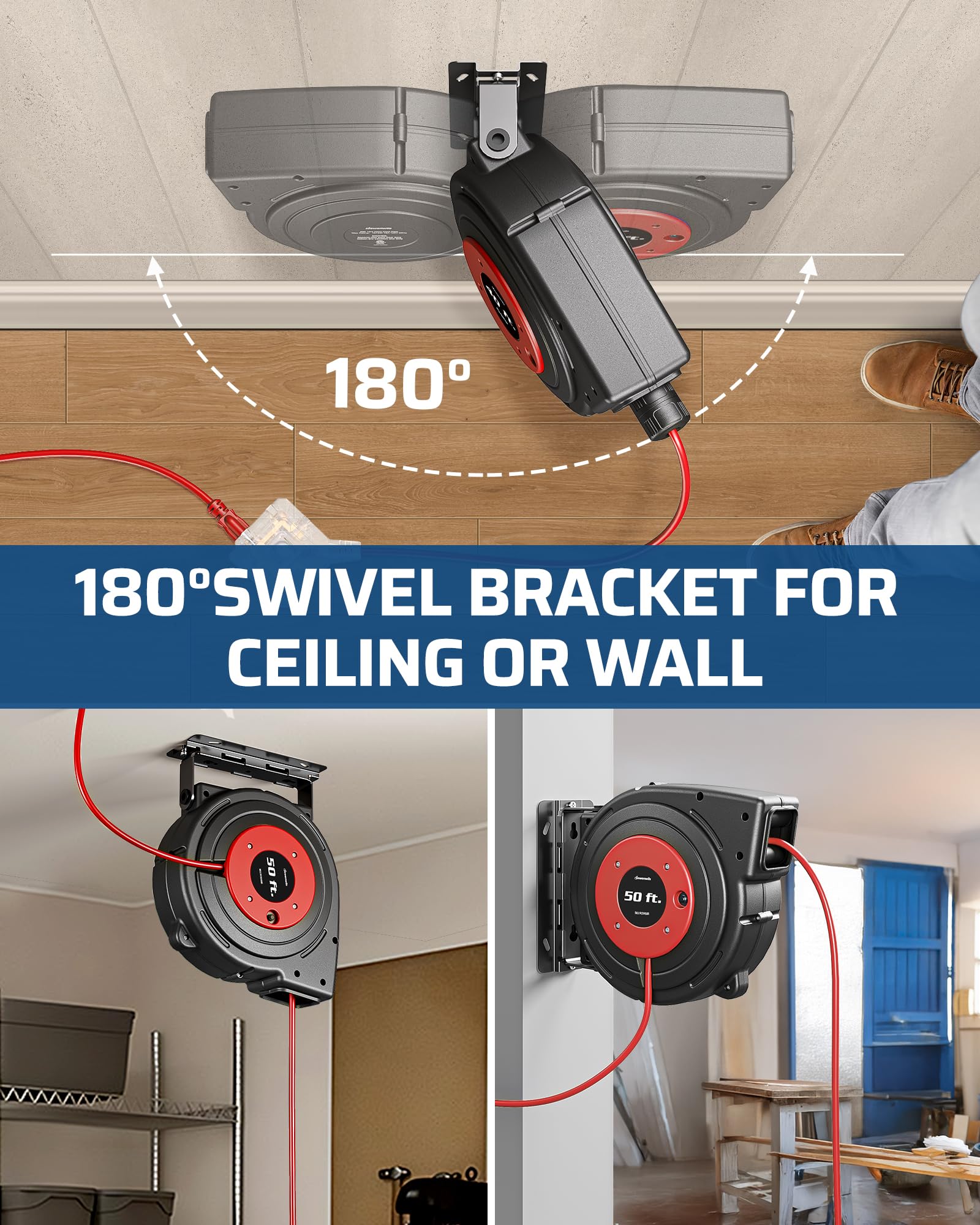 Foto 7 | Carrete De Cable De Extensión Dewenwils, 15 M, Retráctil, 6 Salidas, 13 A - Venta Internacional.