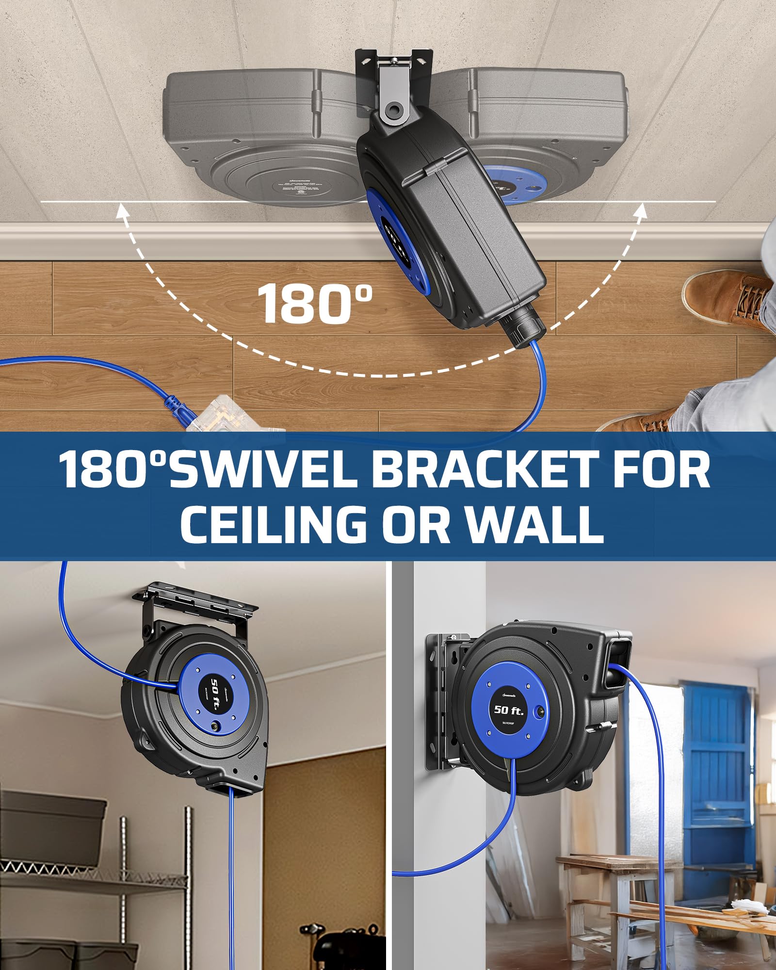 Foto 7 | Carrete De Cable De Extensión Dewenwils, Retráctil, 50 Pies, 6 Salidas - Venta Internacional.