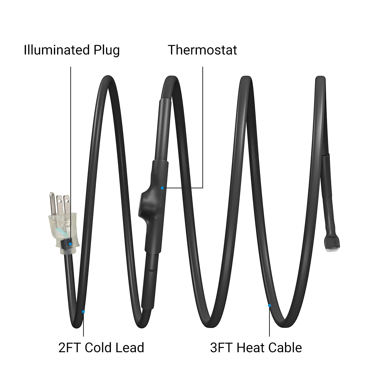 Foto 5 | Cable Térmico Dewenwils De 1 M Para Protección Contra La Congelación De Tuberías Con Termostato - Venta Internacional.