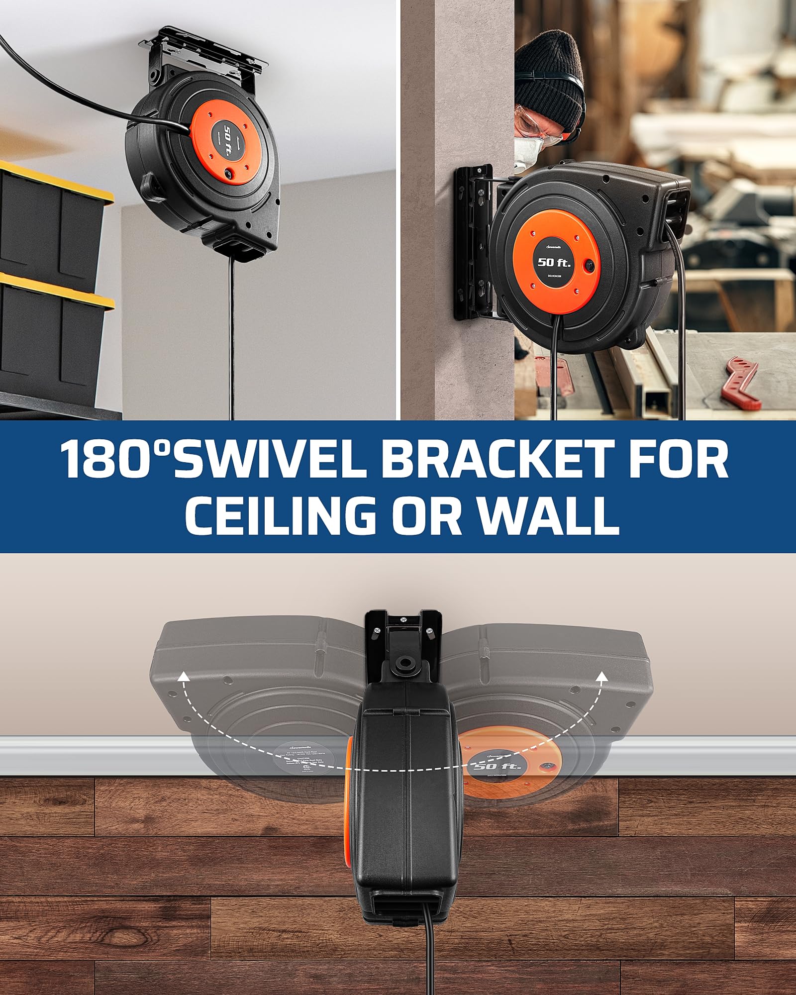 Foto 7 | Carrete Retráctil De Cable De Extensión Dewenwils De 50 Pies 14/3c Sjtow - Venta Internacional.