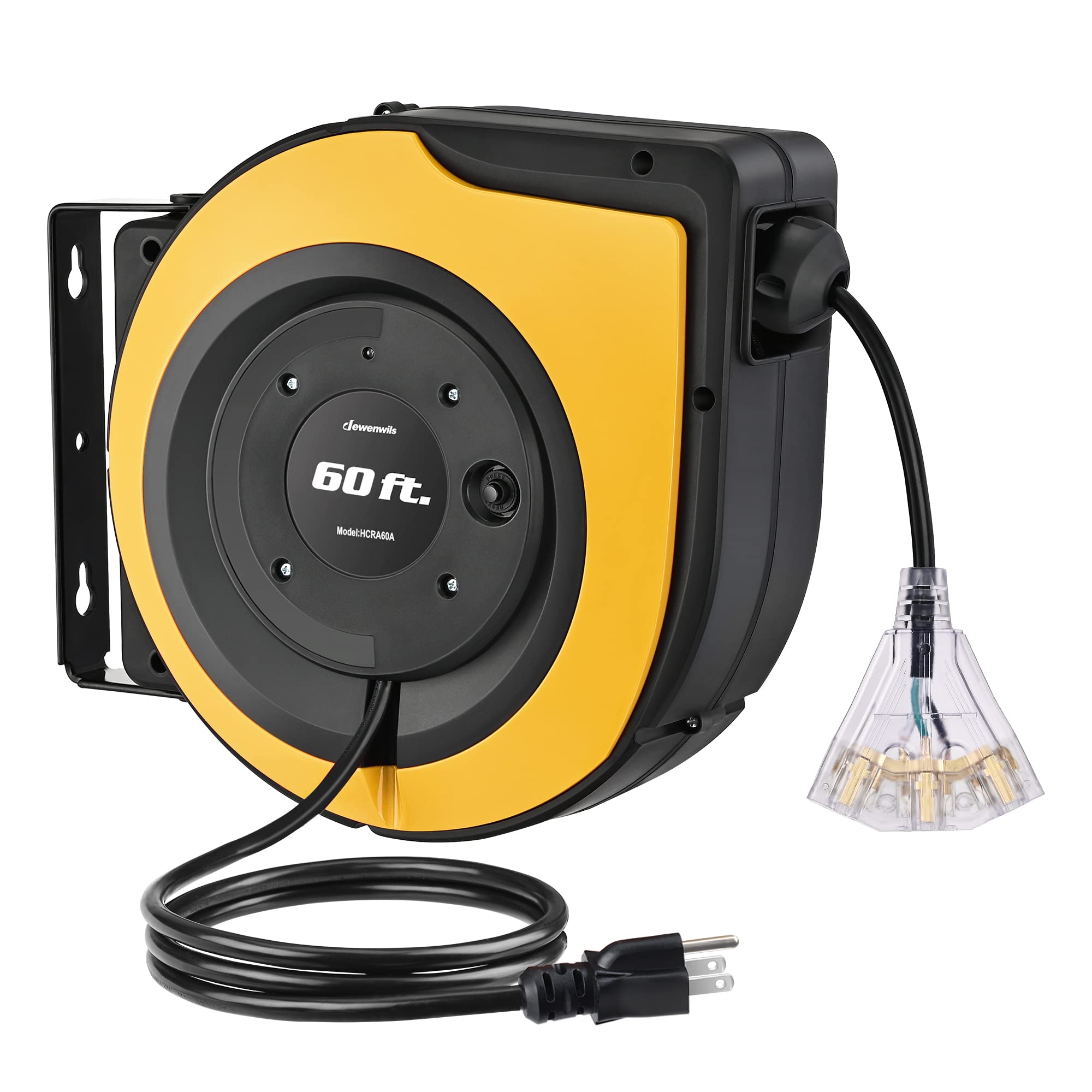 Carrete De Cable Retráctil Dewenwils De 60 Pies, Resistente, 15 A, Certificado Ul - Venta Internacional.