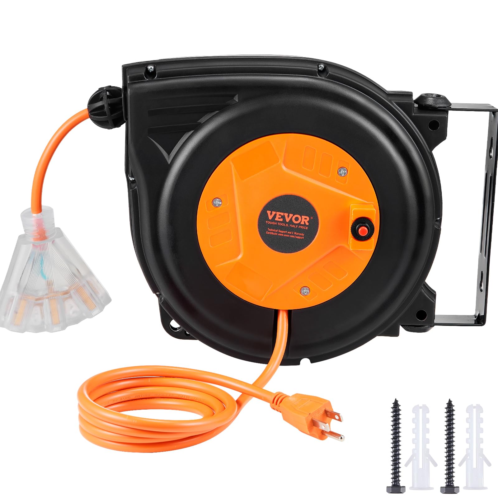 Carrete De Cable De Extensión Retráctil Vevor De 30 M Con Triple Salida - Venta Internacional.