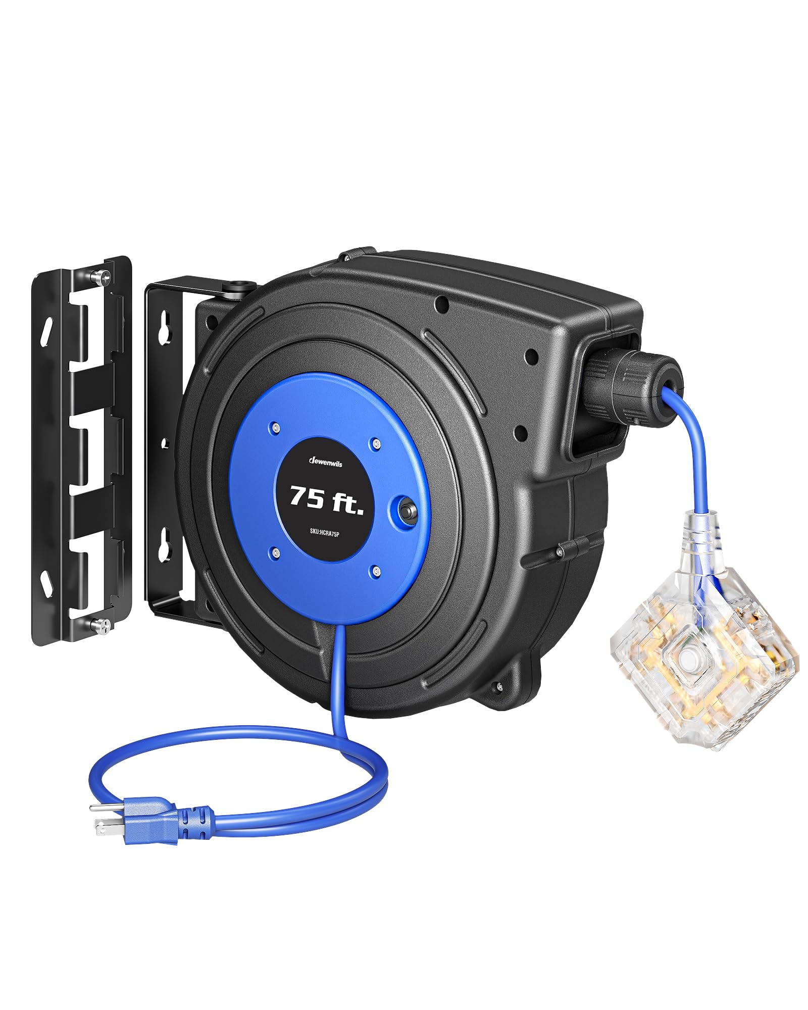 Carrete De Cable De Extensión Dewenwils De 75 Pies Retráctil 14/3c Sjtow - Venta Internacional.