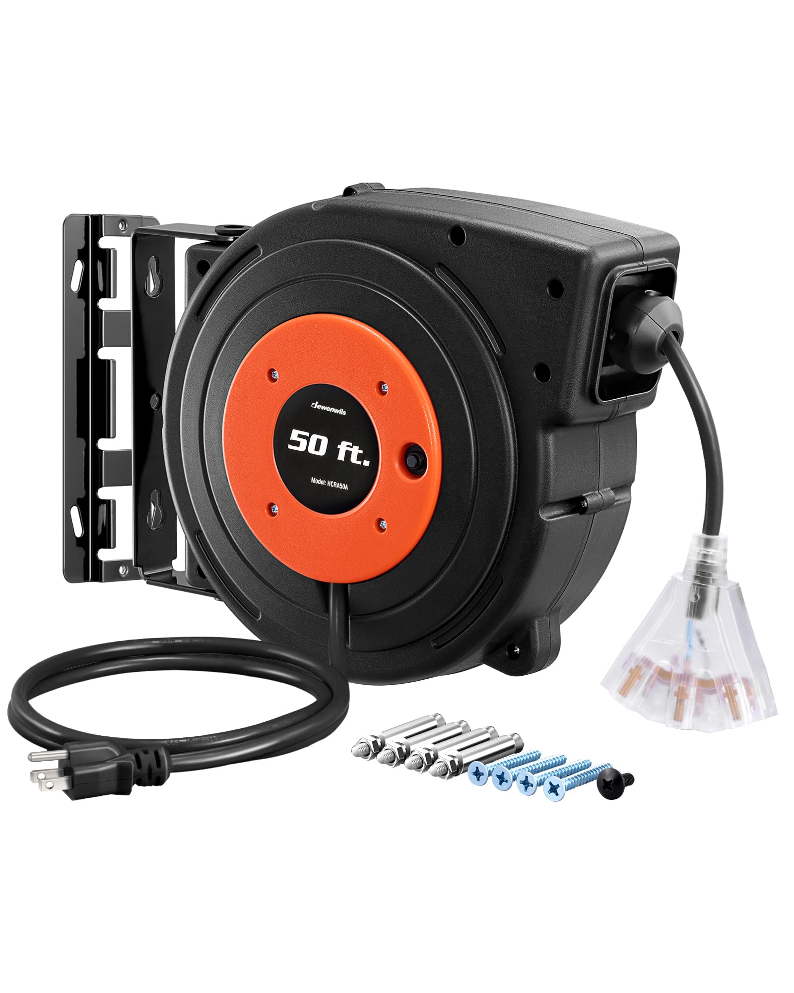Carrete De Cable De Extensión Dewenwils, 50 Pies, 14 Awg/3c Sjtow, 3 Salidas - Venta Internacional.