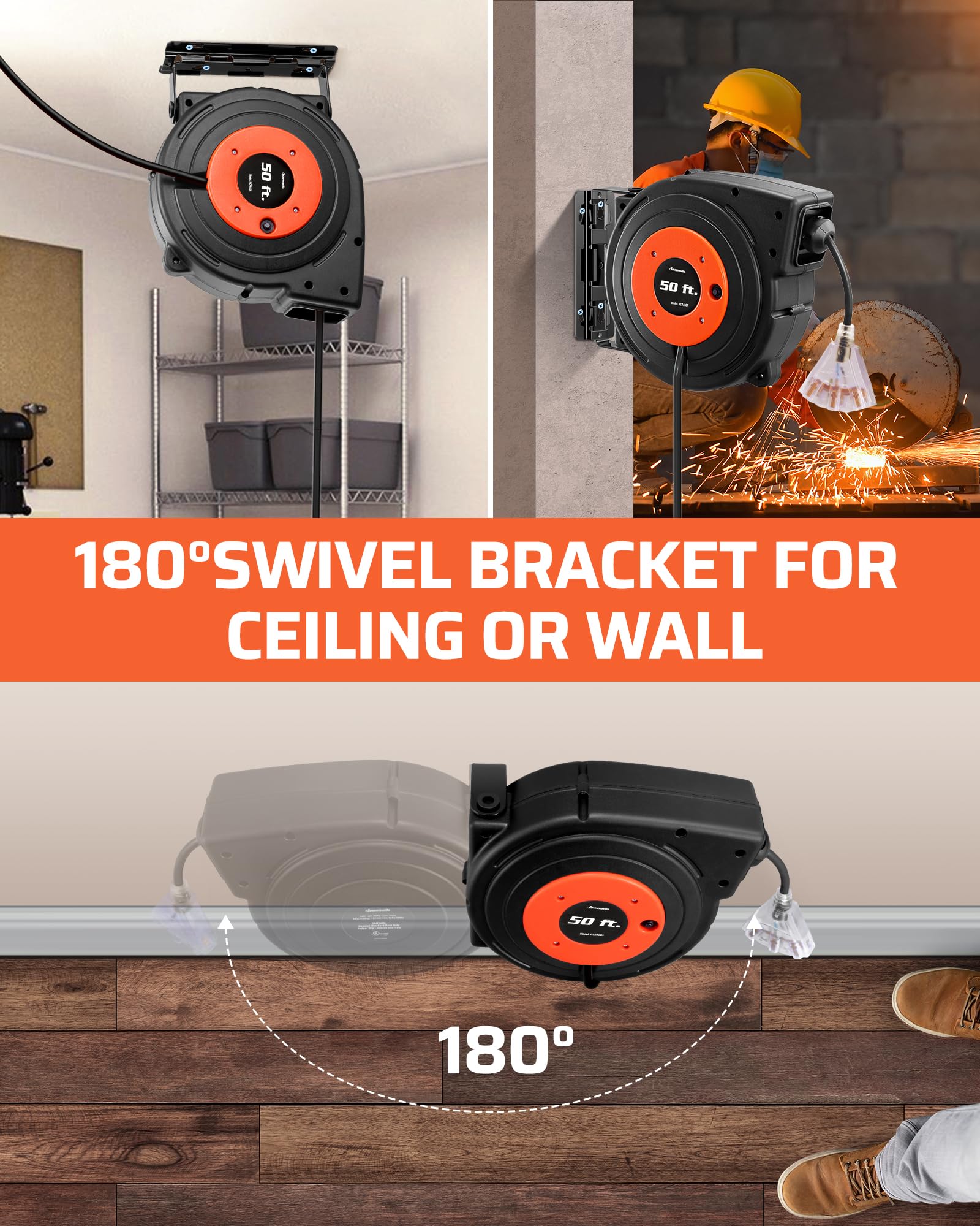 Foto 7 | Carrete De Cable De Extensión Dewenwils, 50 Pies, 14 Awg/3c Sjtow, 3 Salidas - Venta Internacional.