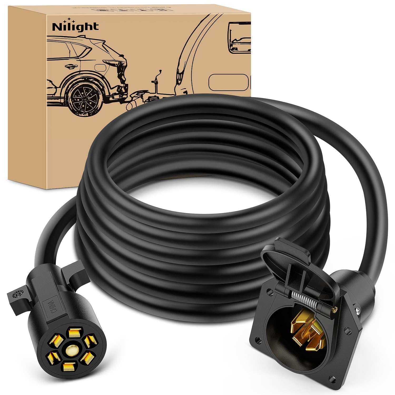 Foto 2 pulgar | Cable De Extensión Nilight Para Enchufe De Remolque, 7 Vías, 12 Pies, Resistente - Venta Internacional.