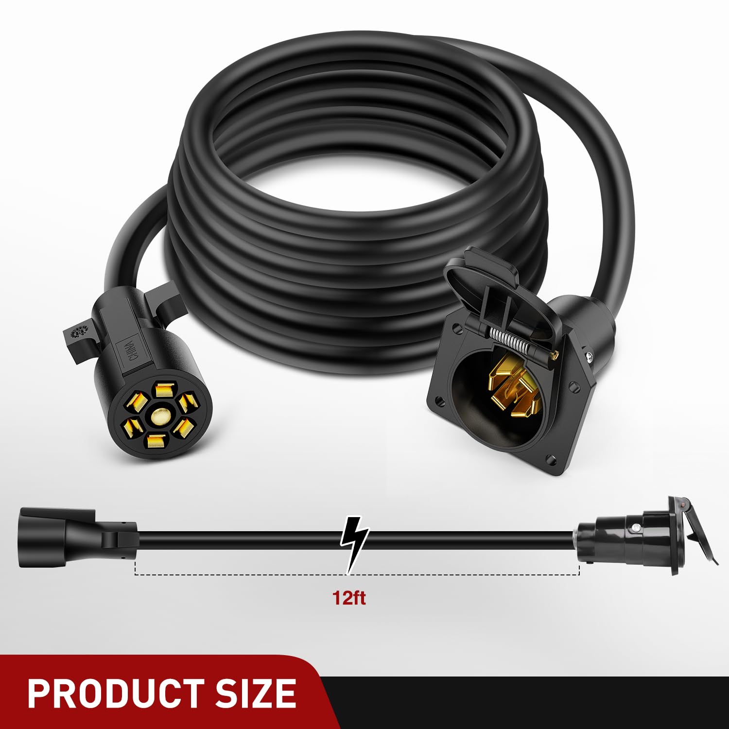 Foto 3 pulgar | Cable De Extensión Nilight Para Enchufe De Remolque, 7 Vías, 12 Pies, Resistente - Venta Internacional.