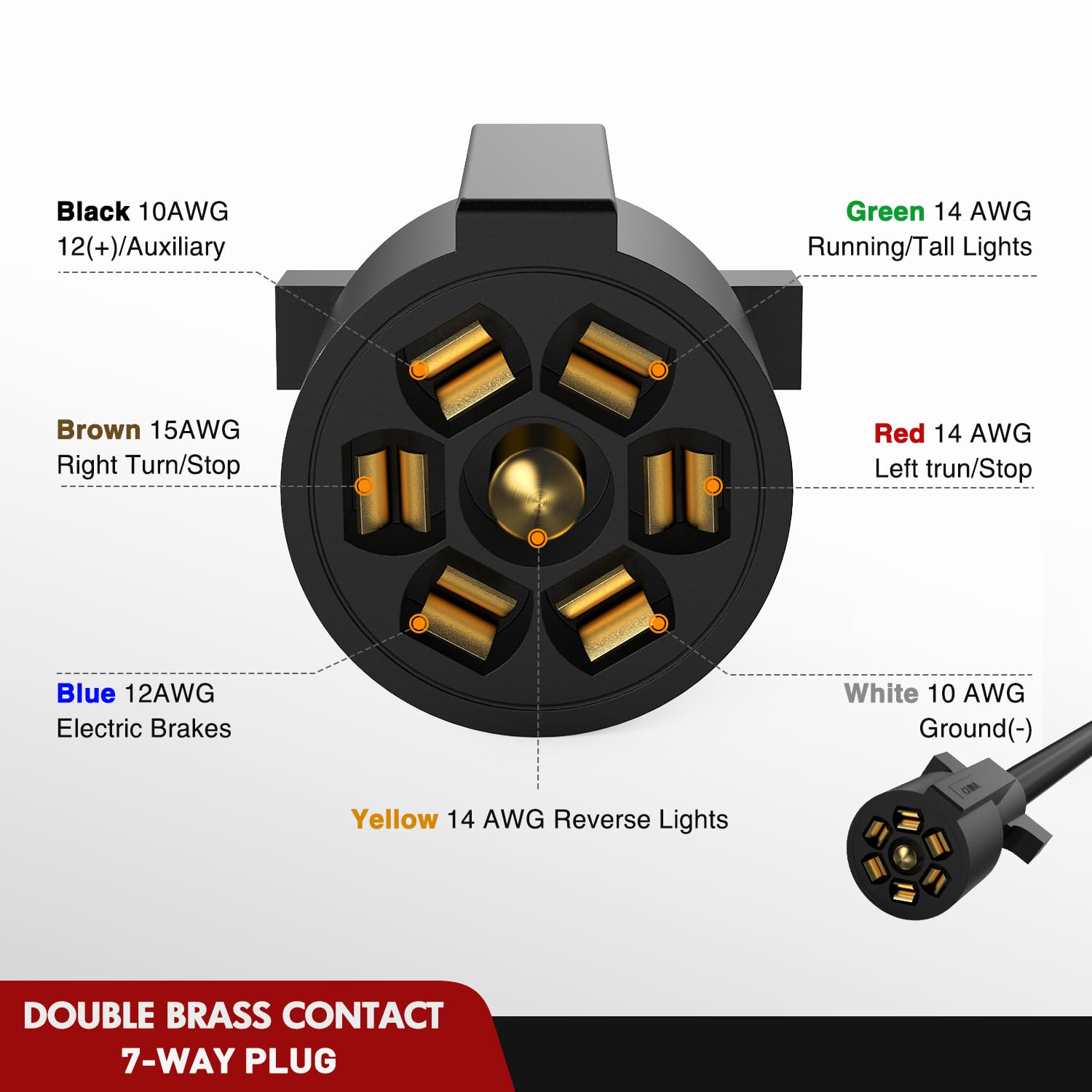 Foto 4 pulgar | Cable De Extensión Nilight Para Enchufe De Remolque, 7 Vías, 12 Pies, Resistente - Venta Internacional.