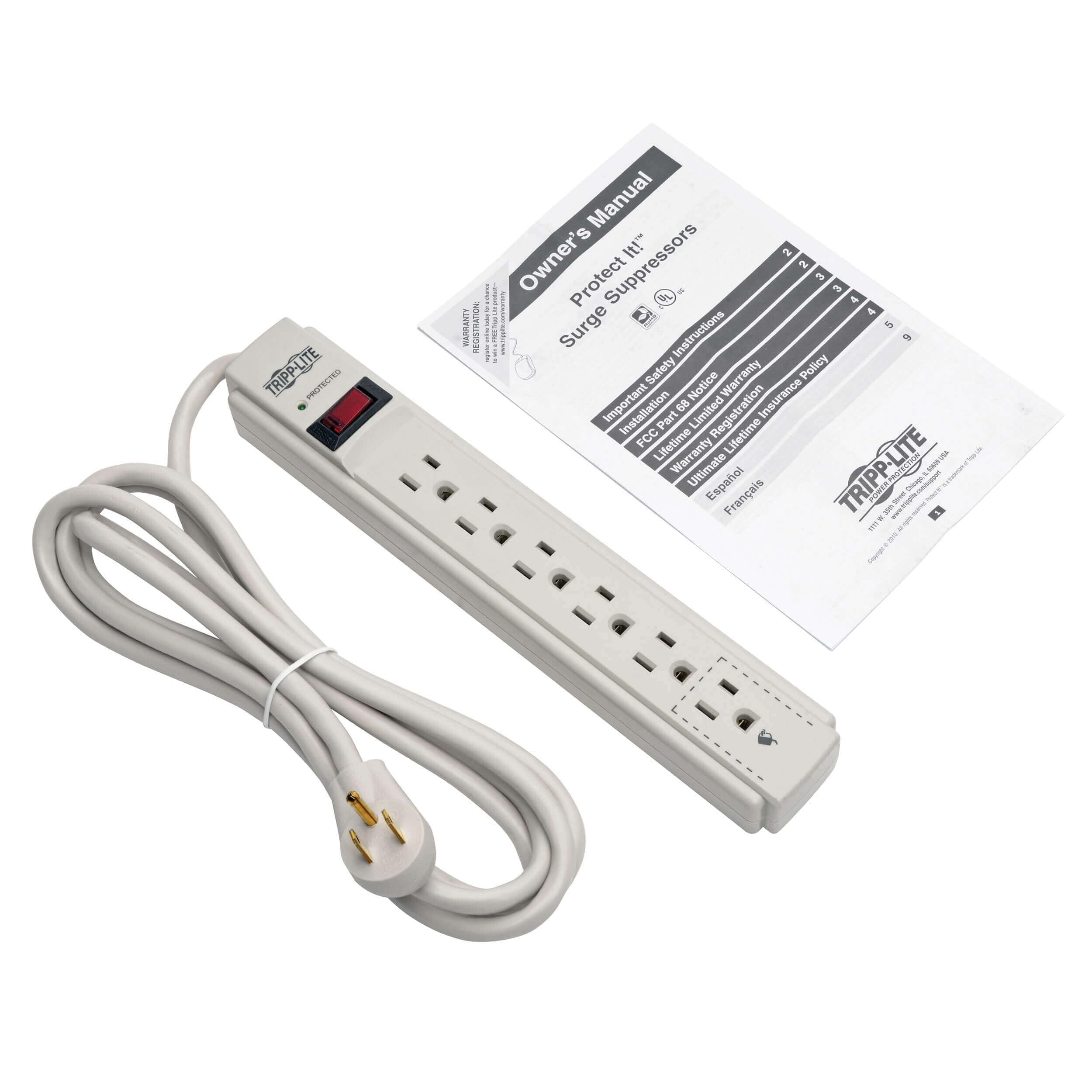 Foto 4 | Protector Contra Sobretensiones, Cable Tripp Lite De 6 Salidas, 120 V Y 8 Pies - Venta Internacional.