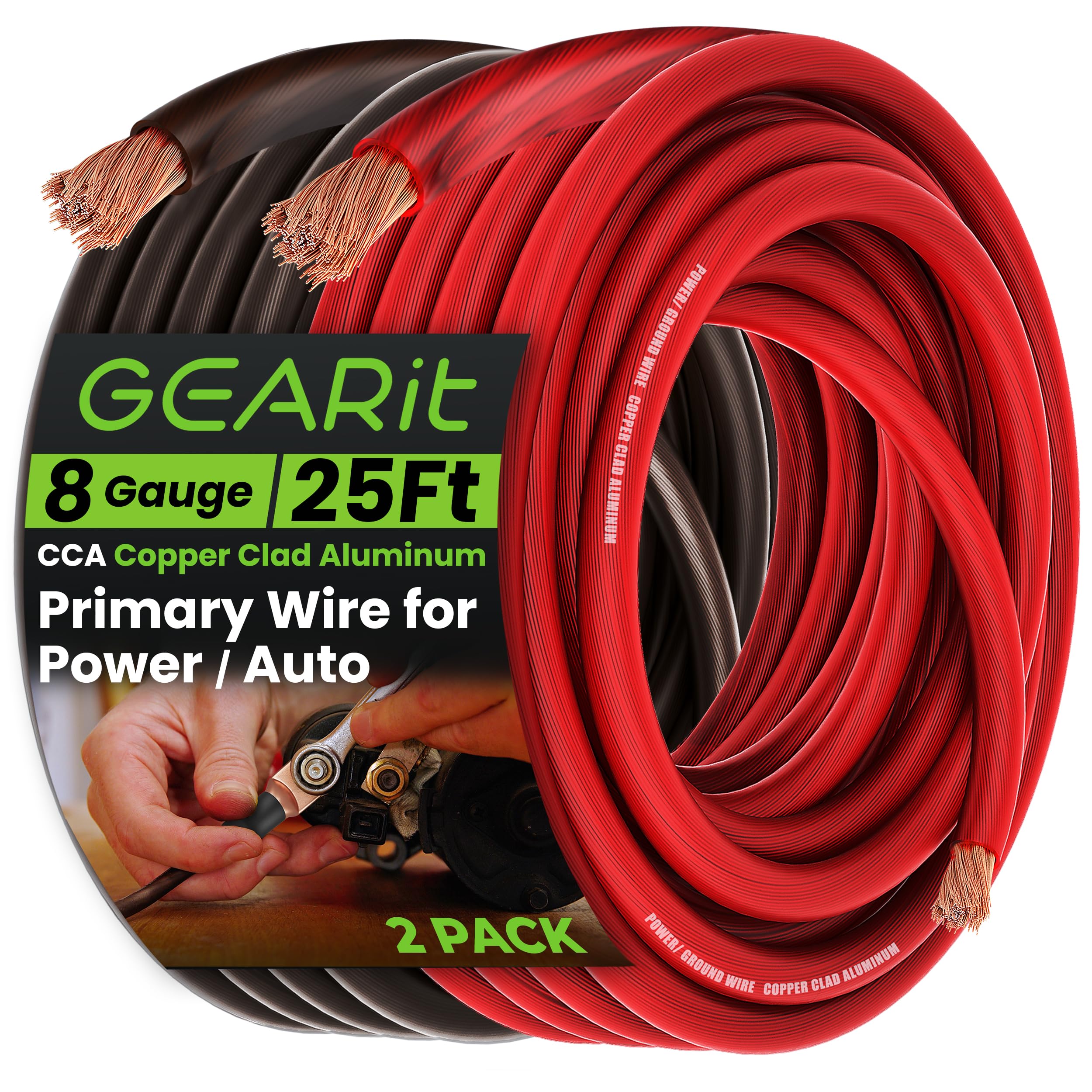 Calibre 8 Wire Gearit Para Alimentación Automotriz Y Tierra De 7,62 M (25 Pies) - Venta Internacional.