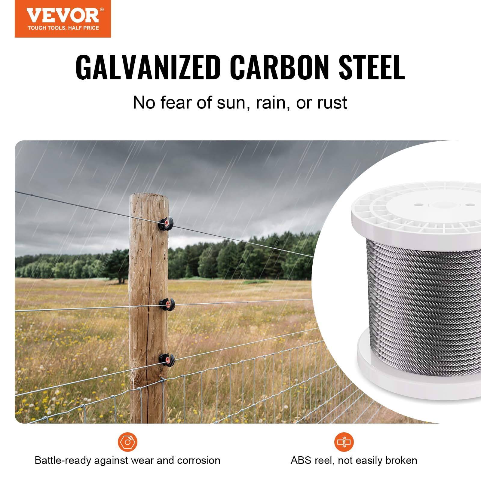 Foto 2 | Cable De Acero Vevor 1/4, 250 Pies, Galvanizado, 7000 Libras, Breaking Str - Venta Internacional.