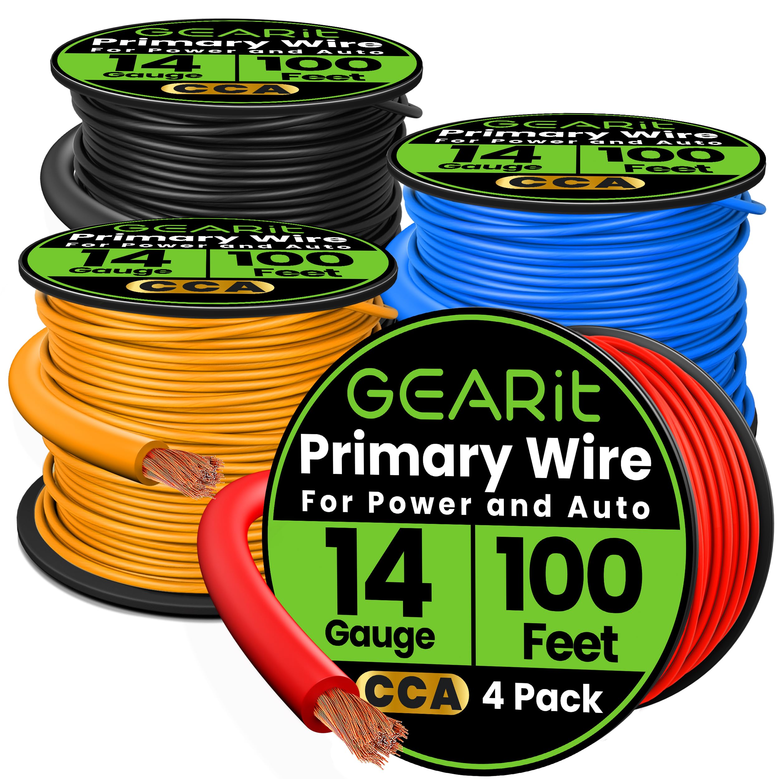 Foto 1 | Wire Gearit Calibre 14 (30 M Cada Uno  Negro  Rojo  Azul Y Amarillo) Cca - Venta Internacional.
