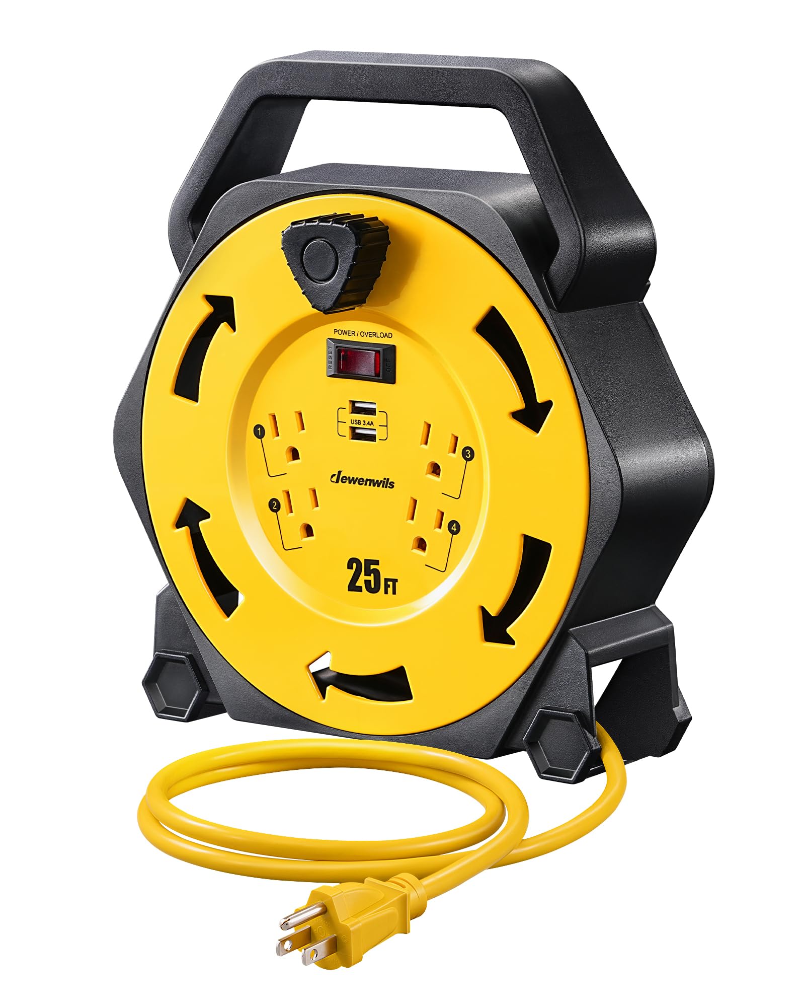 Bobina De Cable Dewenwils Con 4 Tomas De Corriente  2 Puertos Usb De 3 4 A - Venta Internacional.