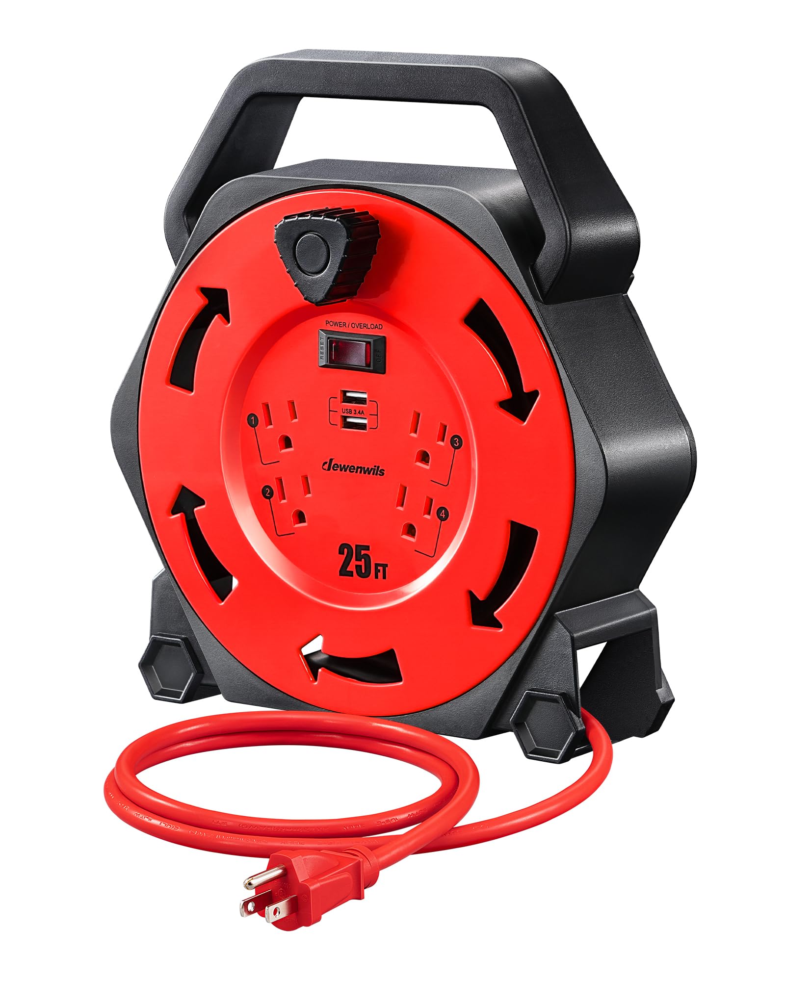 Bobina De Cable Dewenwils Con 4 Tomas De Corriente  2 Puertos Usb De 3 4 A - Venta Internacional.