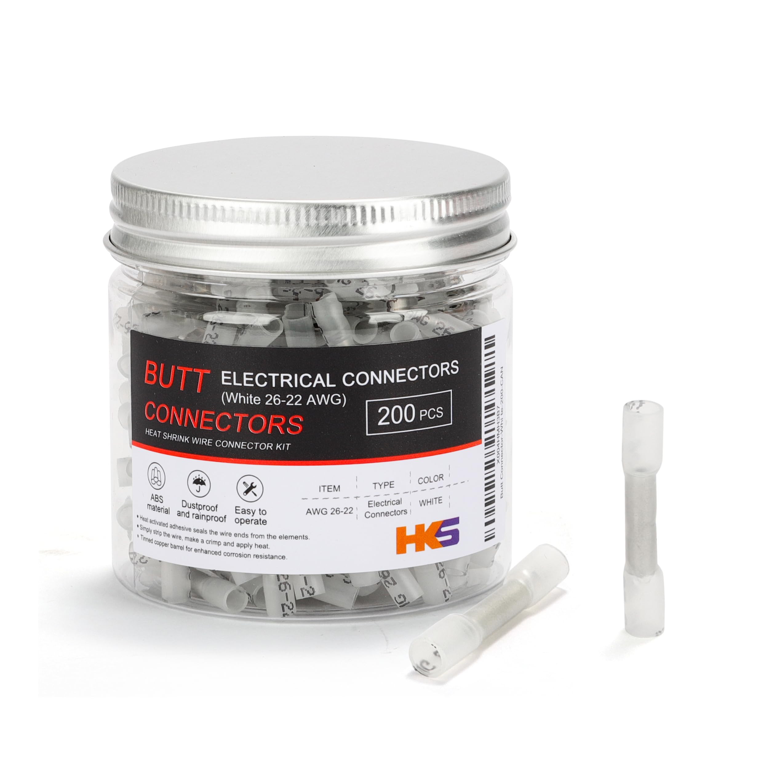 Conector A Tope Termorretráctil Hks  200 Unidades  26-22 Awg  Blanco  0 5 Mm² - Venta Internacional.