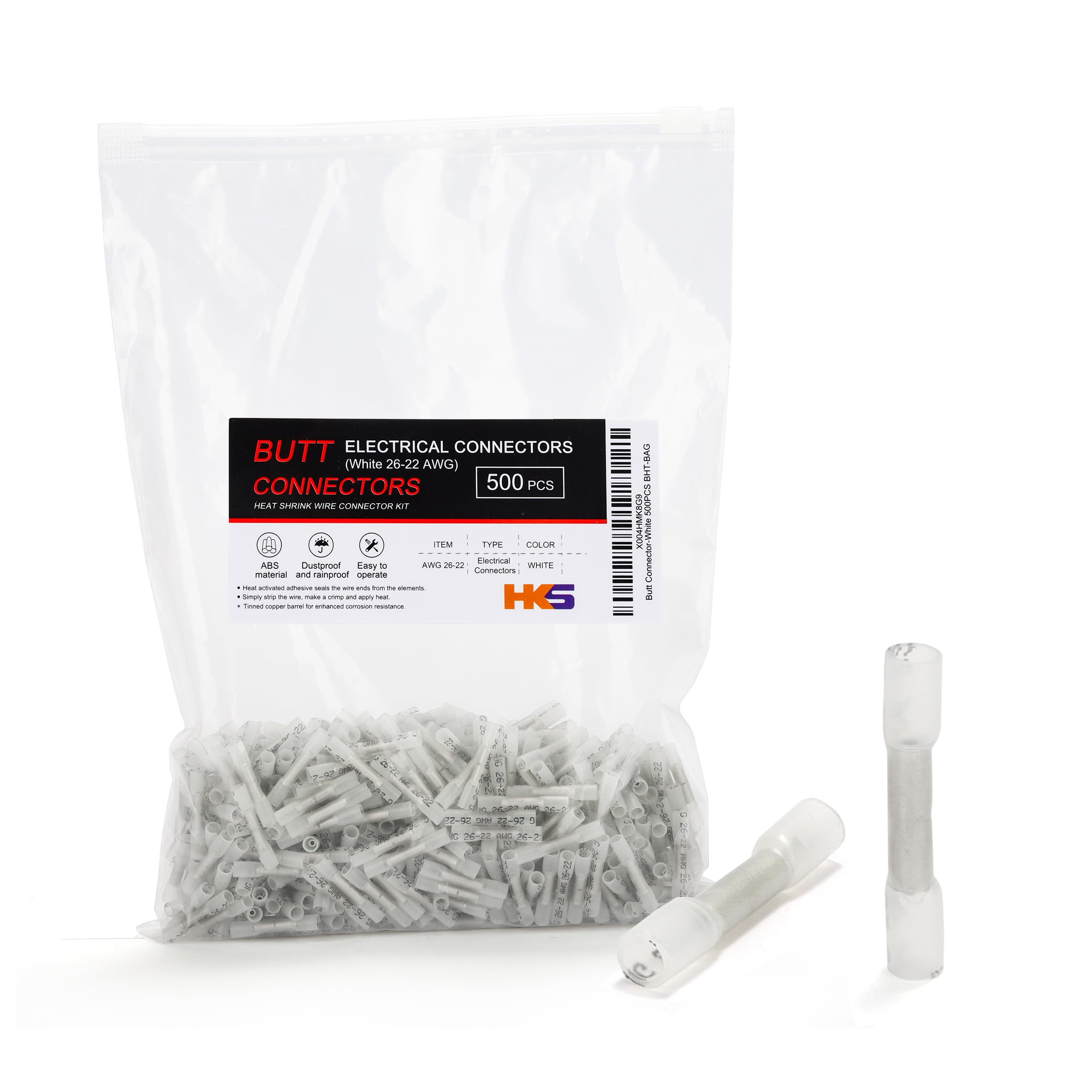 Conector A Tope Termorretráctil Hks  500 Piezas  26-22 Awg  Impermeable - Venta Internacional.