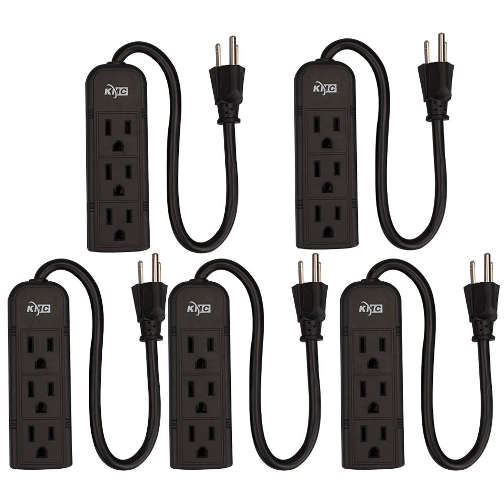 Cable De Extensión De Alimentación Power Strip Kmc De 3 Salidas  Paquete De 5  30 Cm - Venta Internacional.