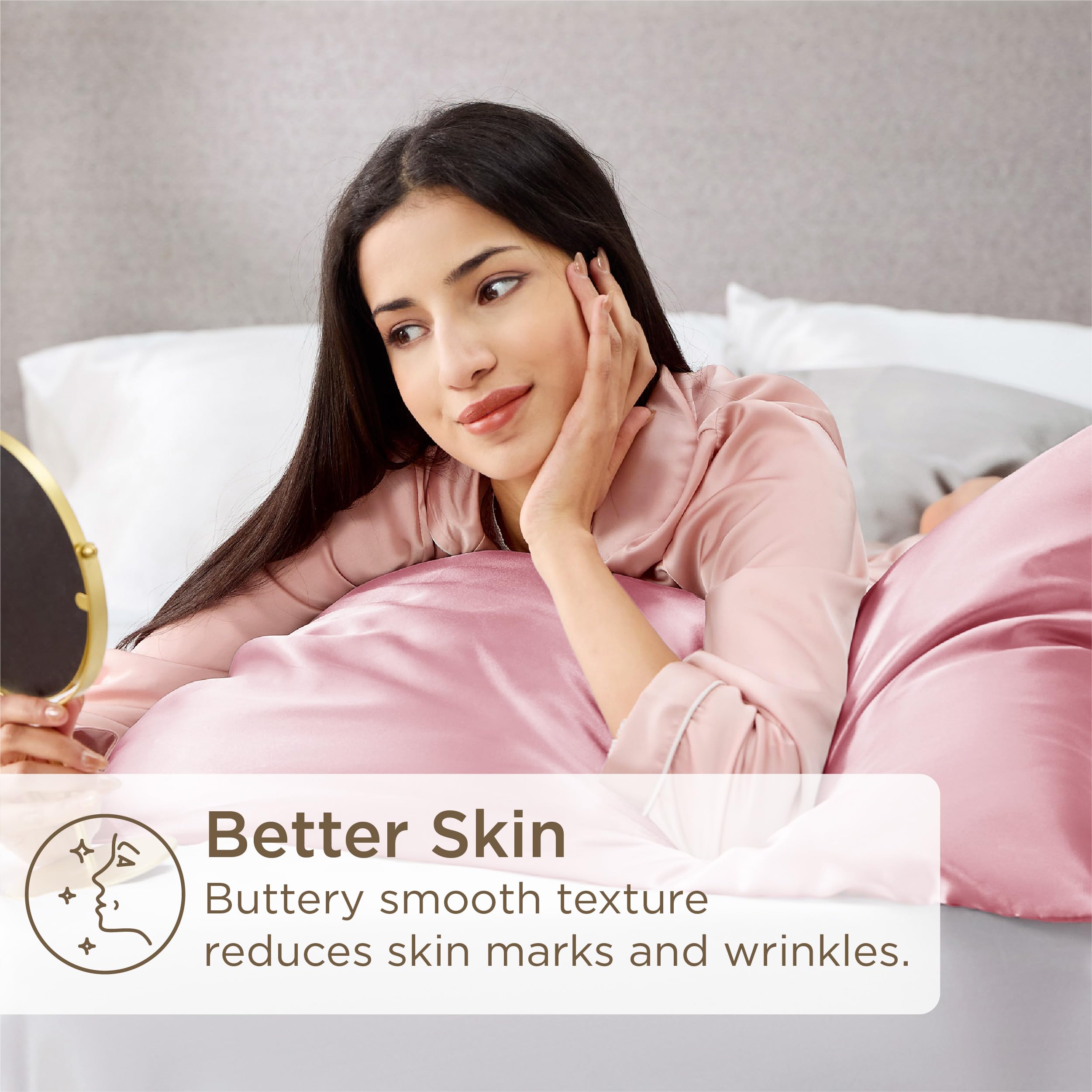 Foto 4 | Funda De Cama De Satén Para Cabello Y Piel Queen Pink, Juego De - Venta Internacional.