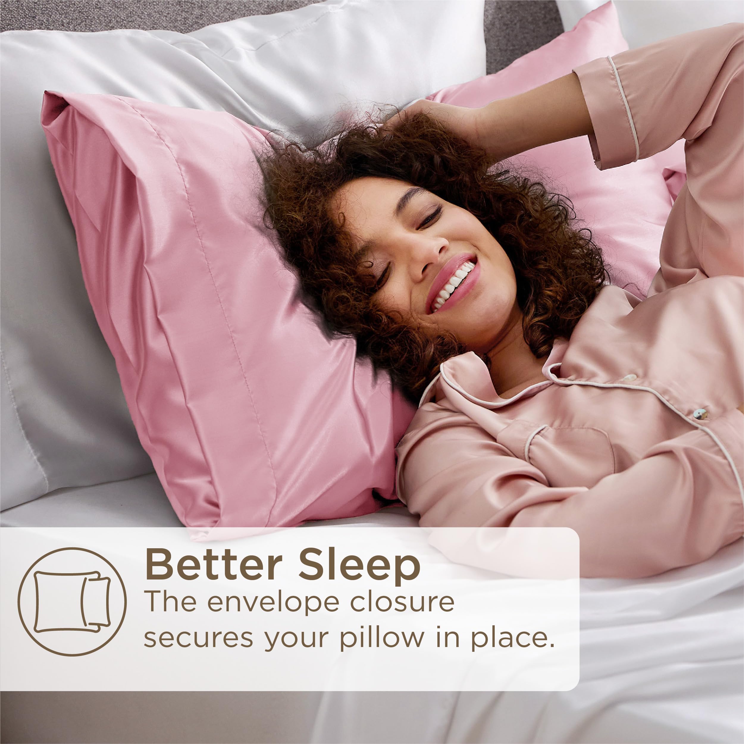 Foto 5 | Funda De Cama De Satén Para Cabello Y Piel Queen Pink, Juego De - Venta Internacional.