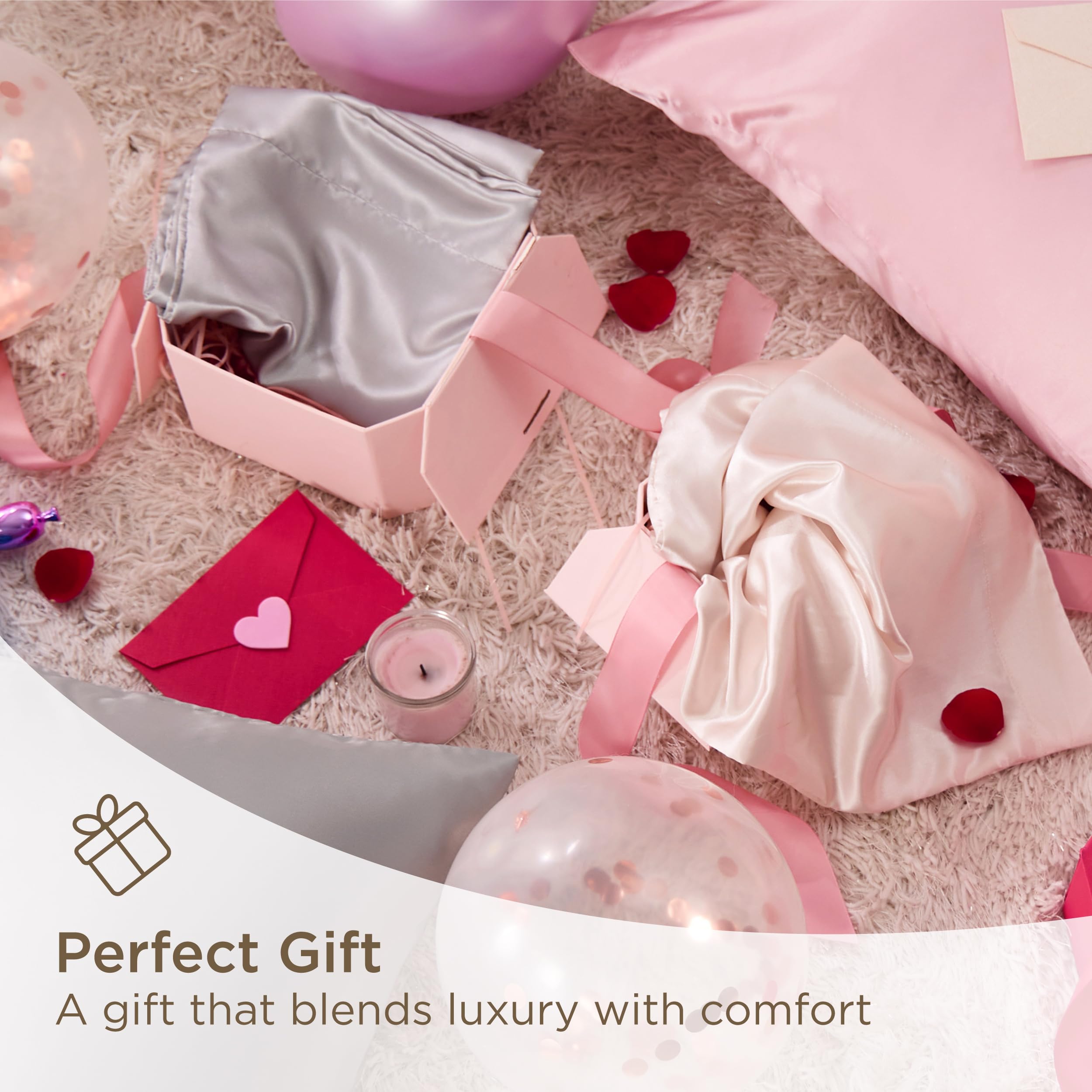 Foto 7 | Funda De Cama De Satén Para Cabello Y Piel Queen Pink, Juego De - Venta Internacional.