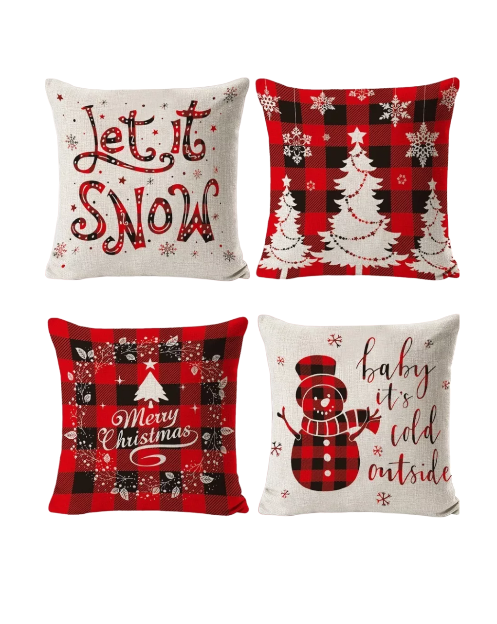 Foto 2 pulgar | Fundas para Almohadas Belug Navideñas 4 Piezas