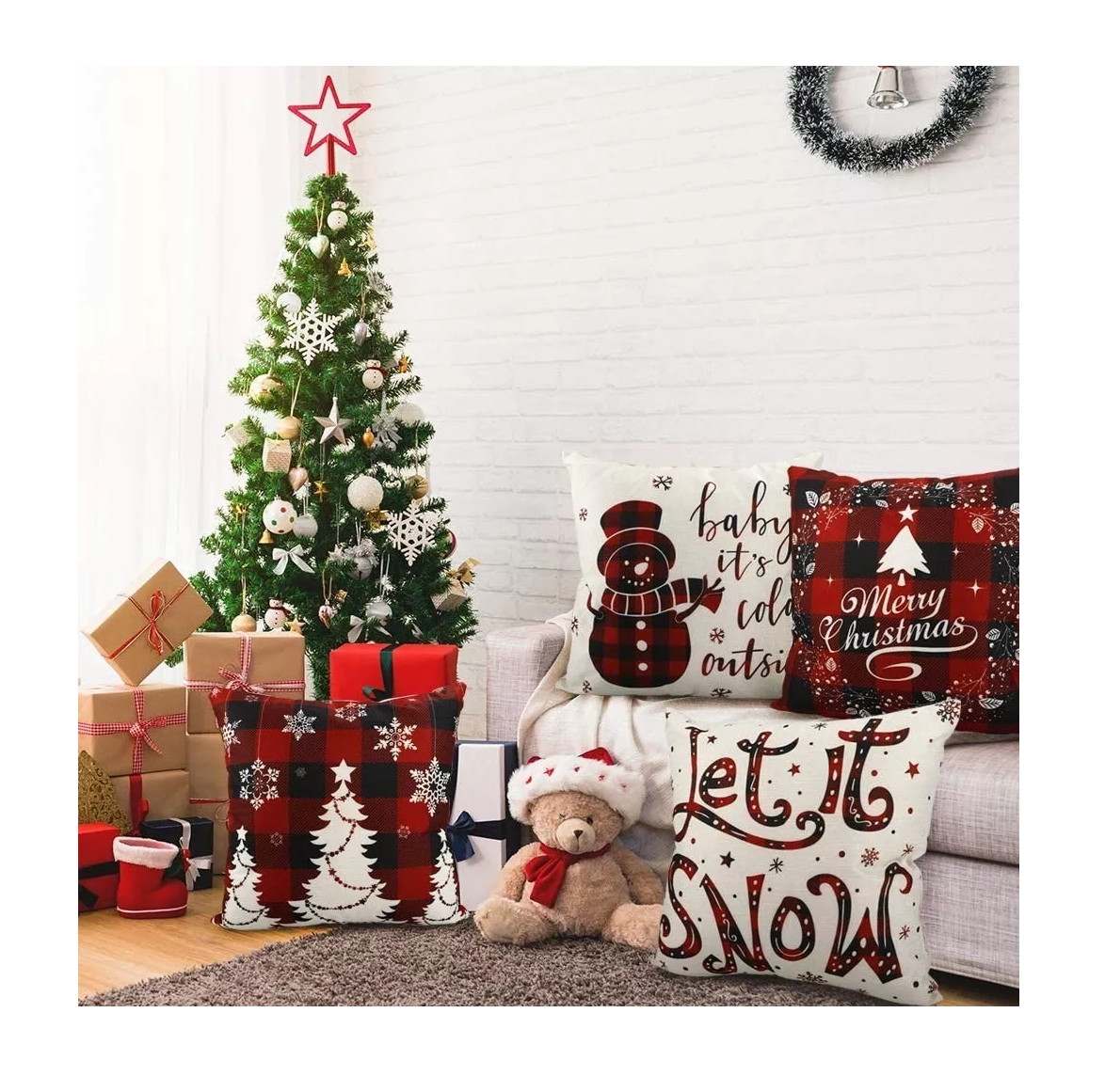 Foto 4 | Fundas para Almohadas Belug Navideñas 4 Piezas
