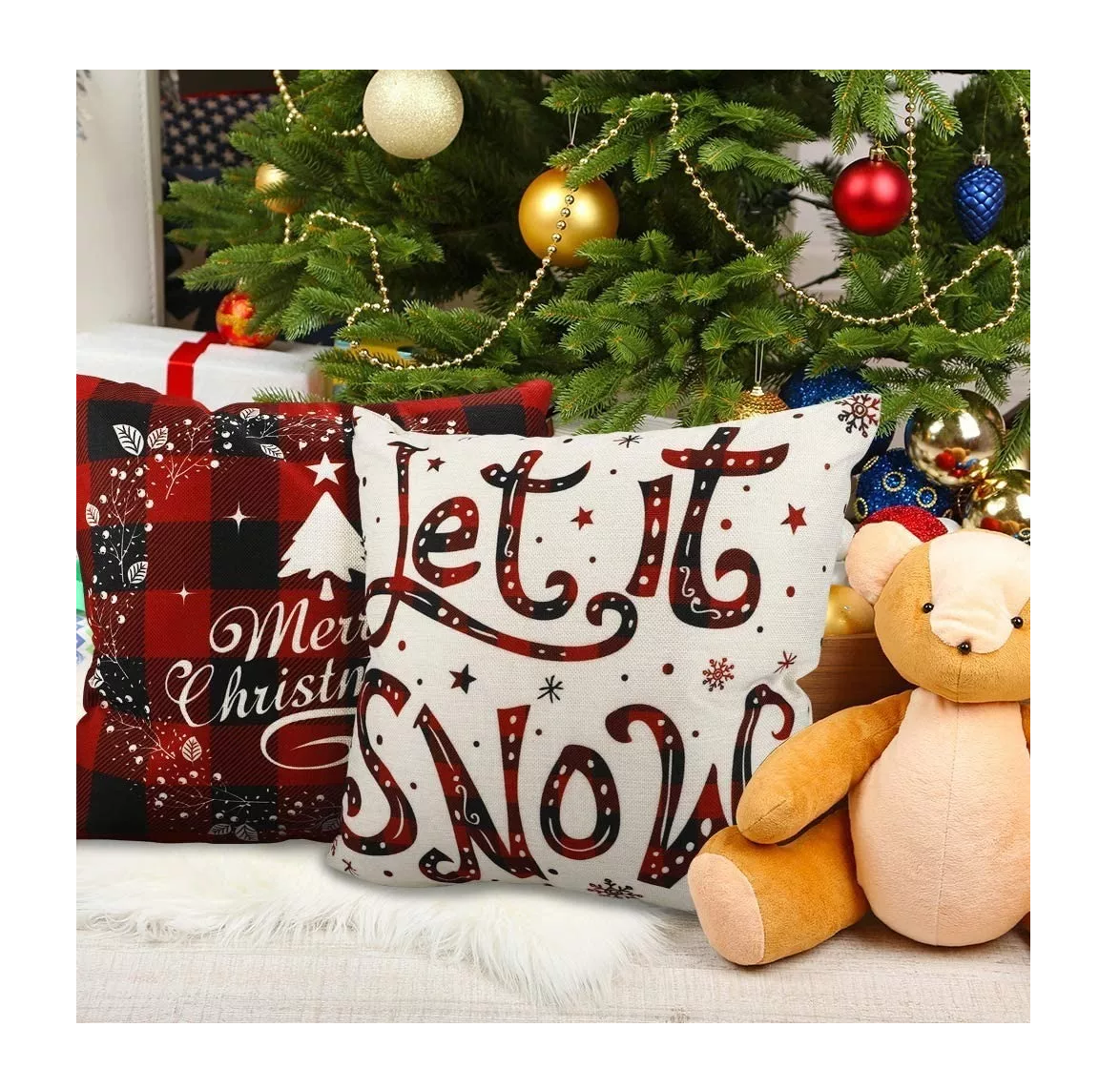 Foto 6 pulgar | Fundas para Almohadas Belug Navideñas 4 Piezas