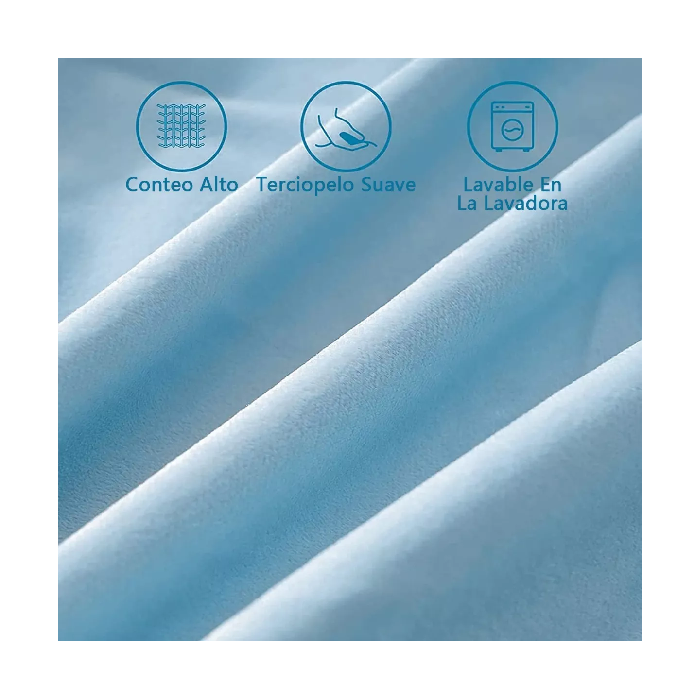 Foto 3 pulgar | Fundas Para Cojines Decorativos De Terciopelo 45 X 45 Cm 2 Pzs, Azul