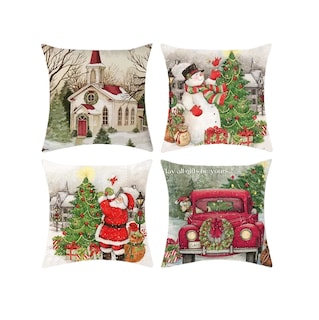 Foto 1 | Fundas De Almohada Estampadas Navideñas 4 Piezas, Combinacion De Colores