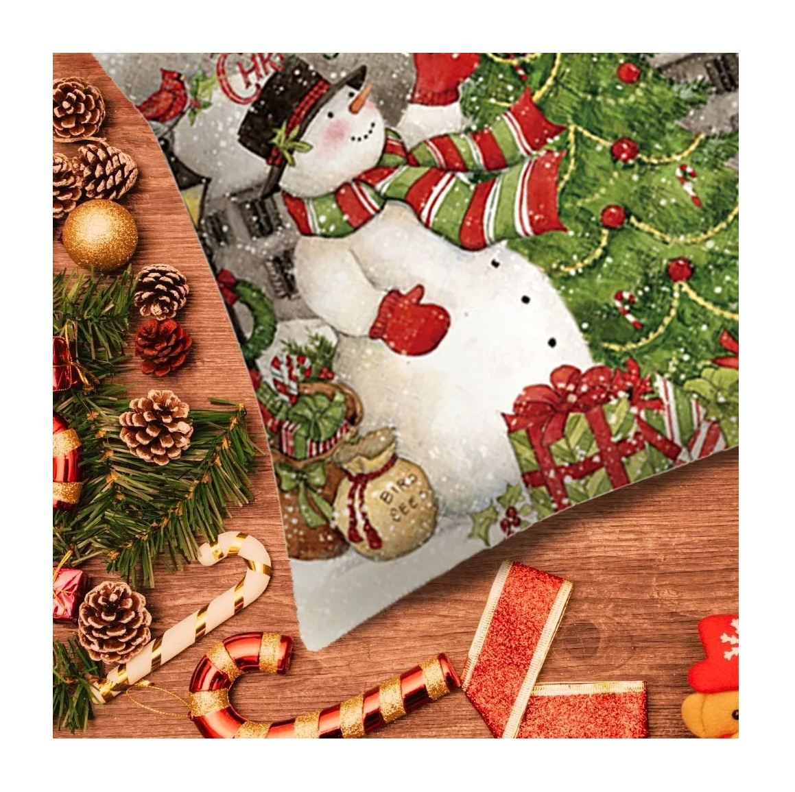 Foto 6 pulgar | Fundas De Almohada Estampadas Navideñas 4 Piezas, Combinacion De Colores