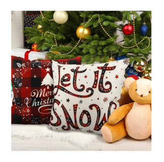 Foto 5 | Fundas De Almohada De Lino Para El Día De Navidad 45 Cm Blanco, Negro, Rojo
